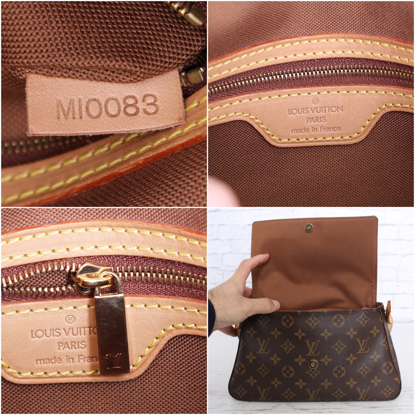 Louis Vuitton Mini Looping Shoulder Bag Monogram Purse Tote Leather Handbag Zip