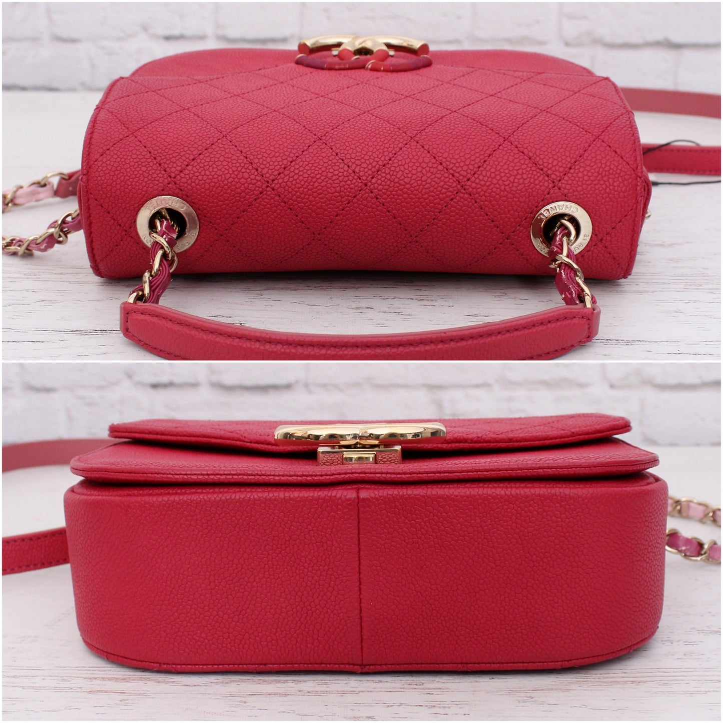 Chanel Paris-Cuba Flap Bag Magenta Caviar Leather Shoulder Crossbody Purse A4937