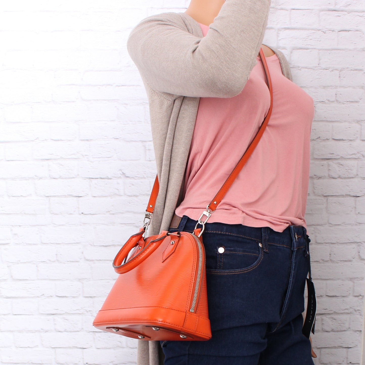 Louis Vuitton Alma BB Orange Epi Crossbody Leather Satchel Handbag A3589