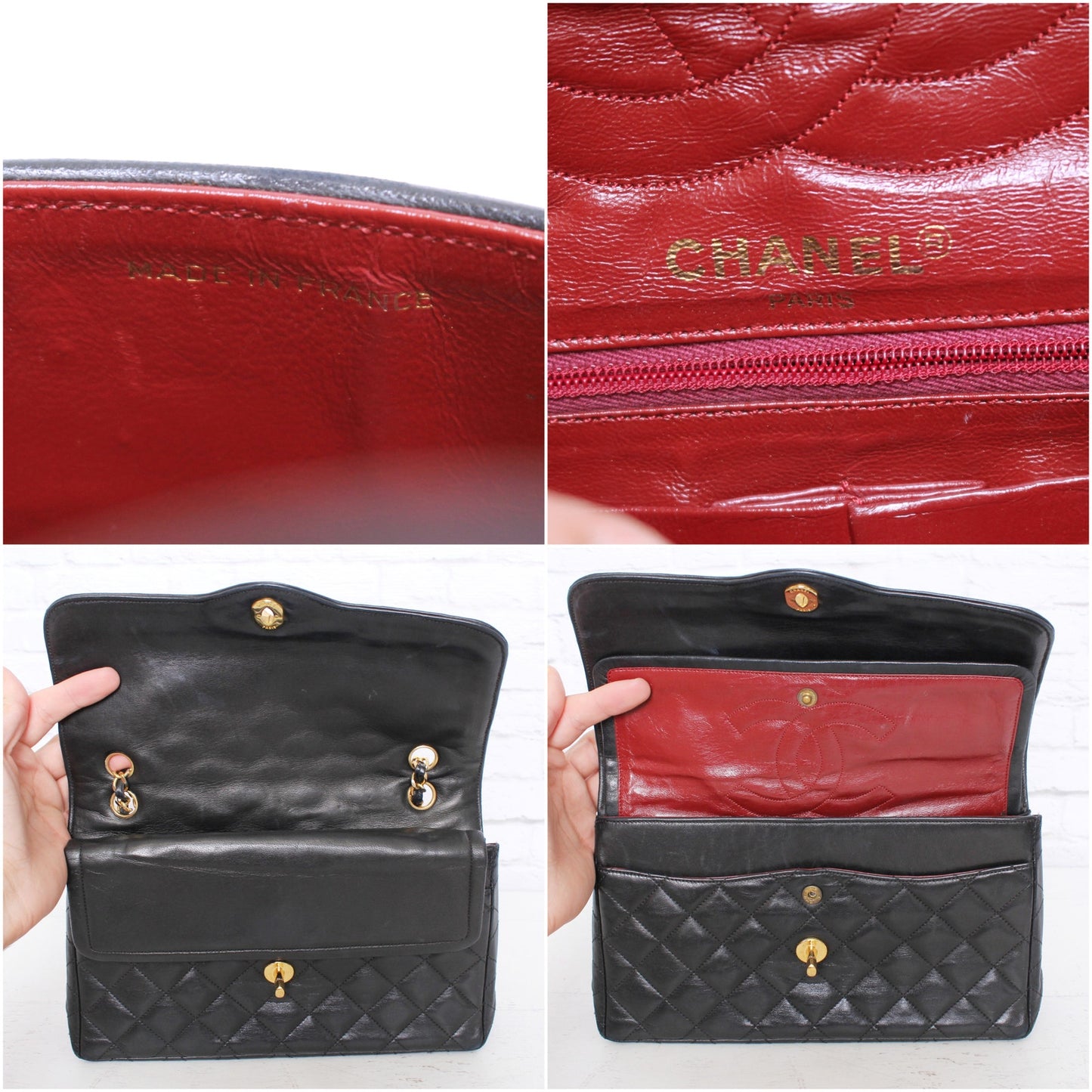 Chanel Paris Limited Two Tone Double Flap Black Lambskin Leather Shoulder A5106