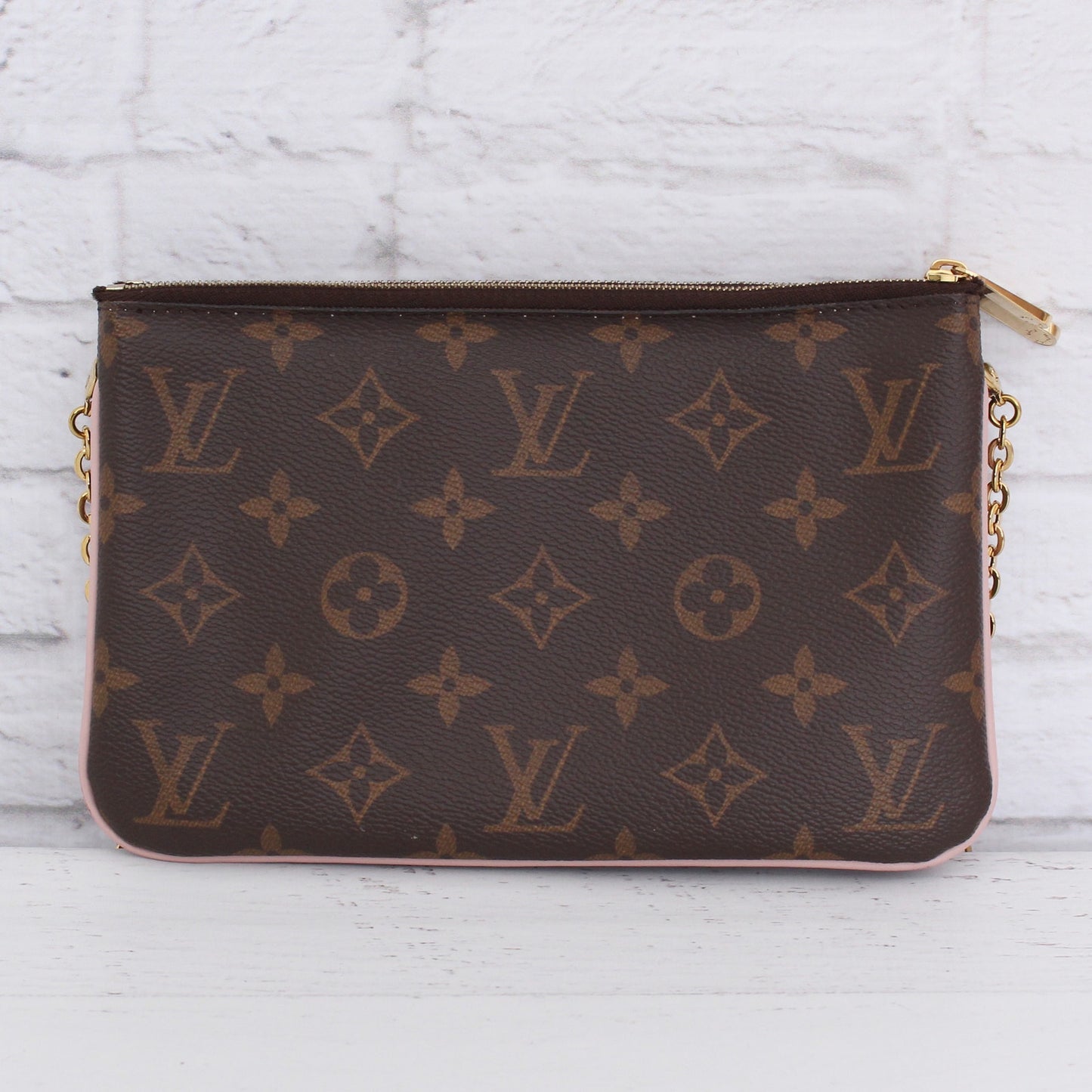 Louis Vuitton Double Zip Pochette Monogram Crossbody Bag & Clutch Purse