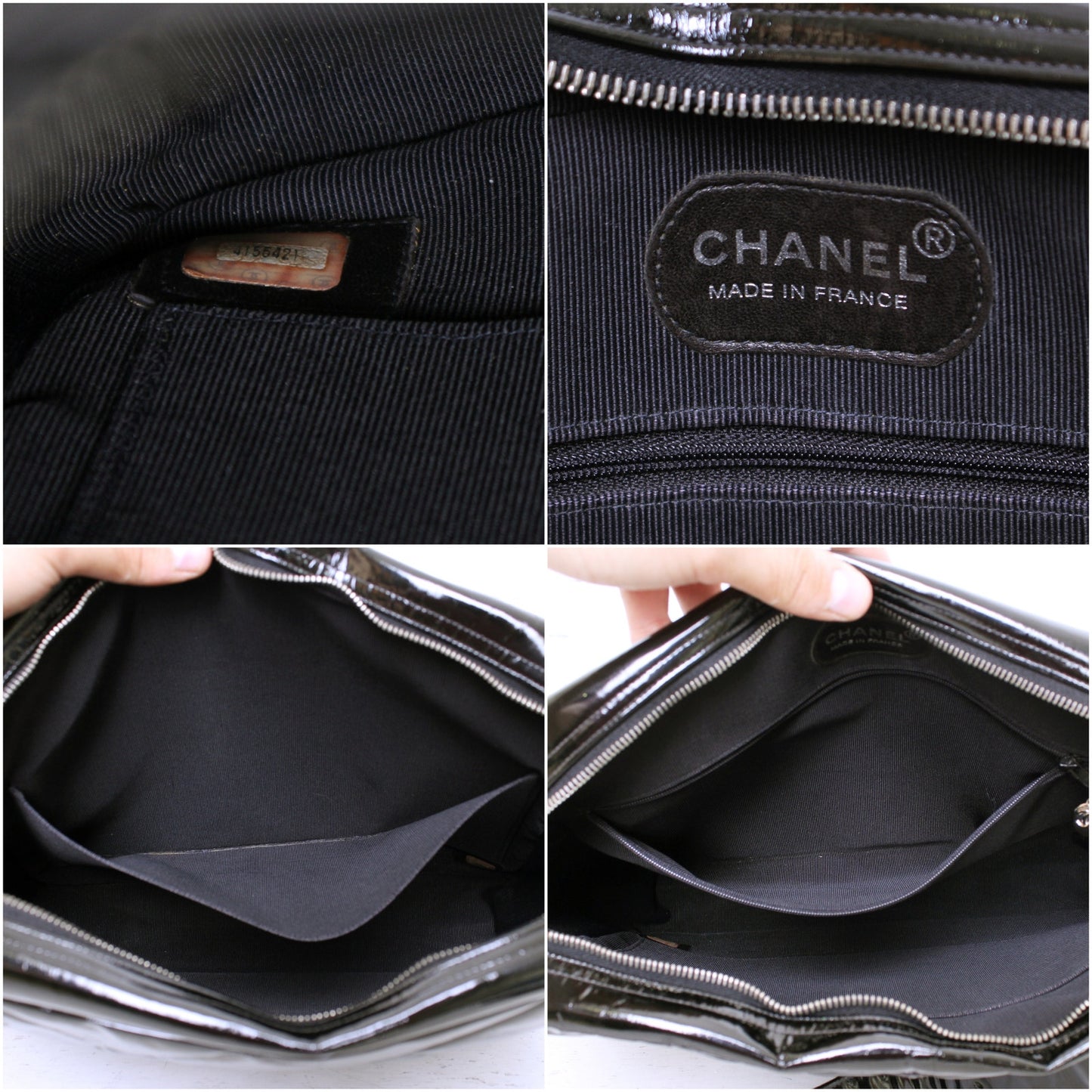 Chanel Black Patent Leather Camera Bag Shoulder Crossbody A4996