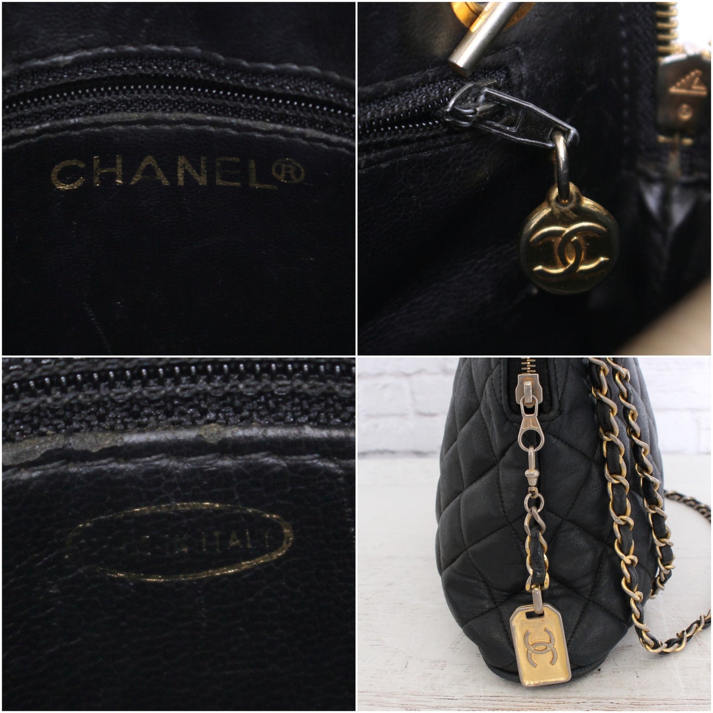 Chanel Timeless Quilted Lambskin Black Leather Shoulder Handbag Purse A424