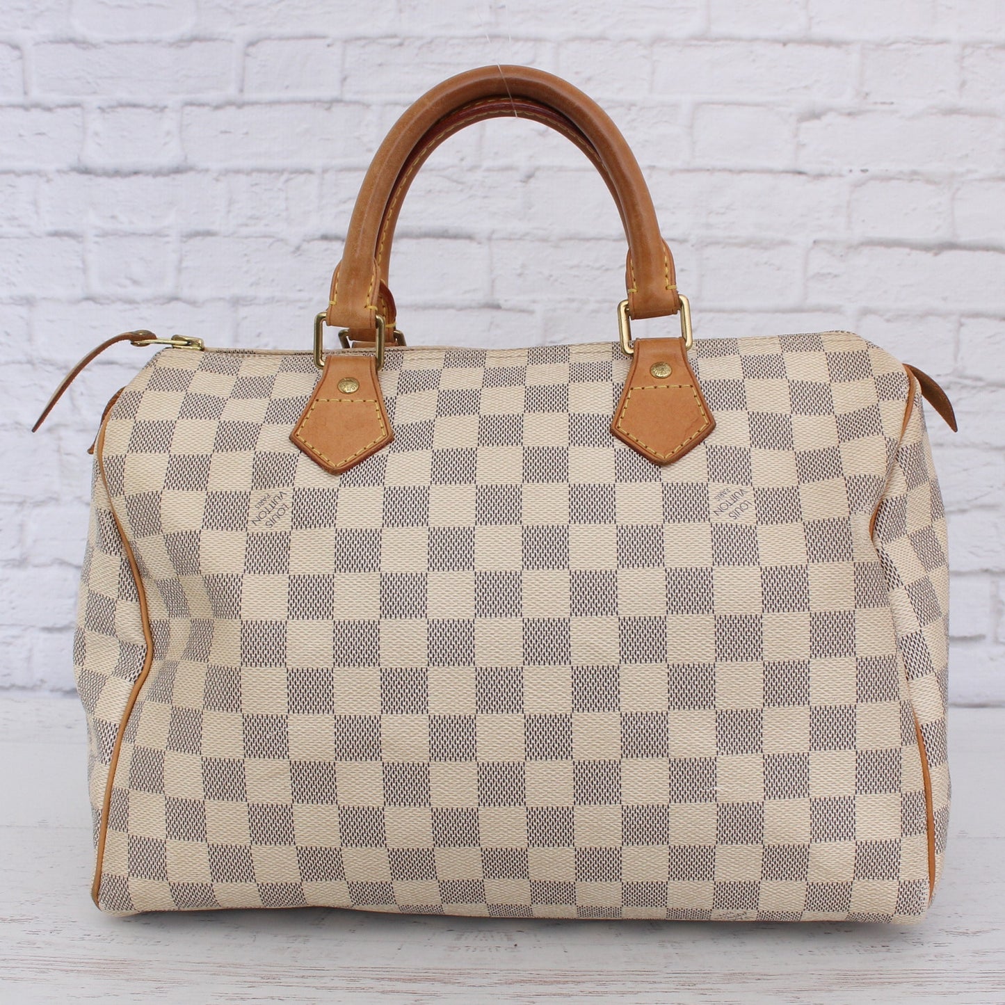 Louis Vuitton Speedy 30 Damier Azur Satchel White Tote Boston Leather