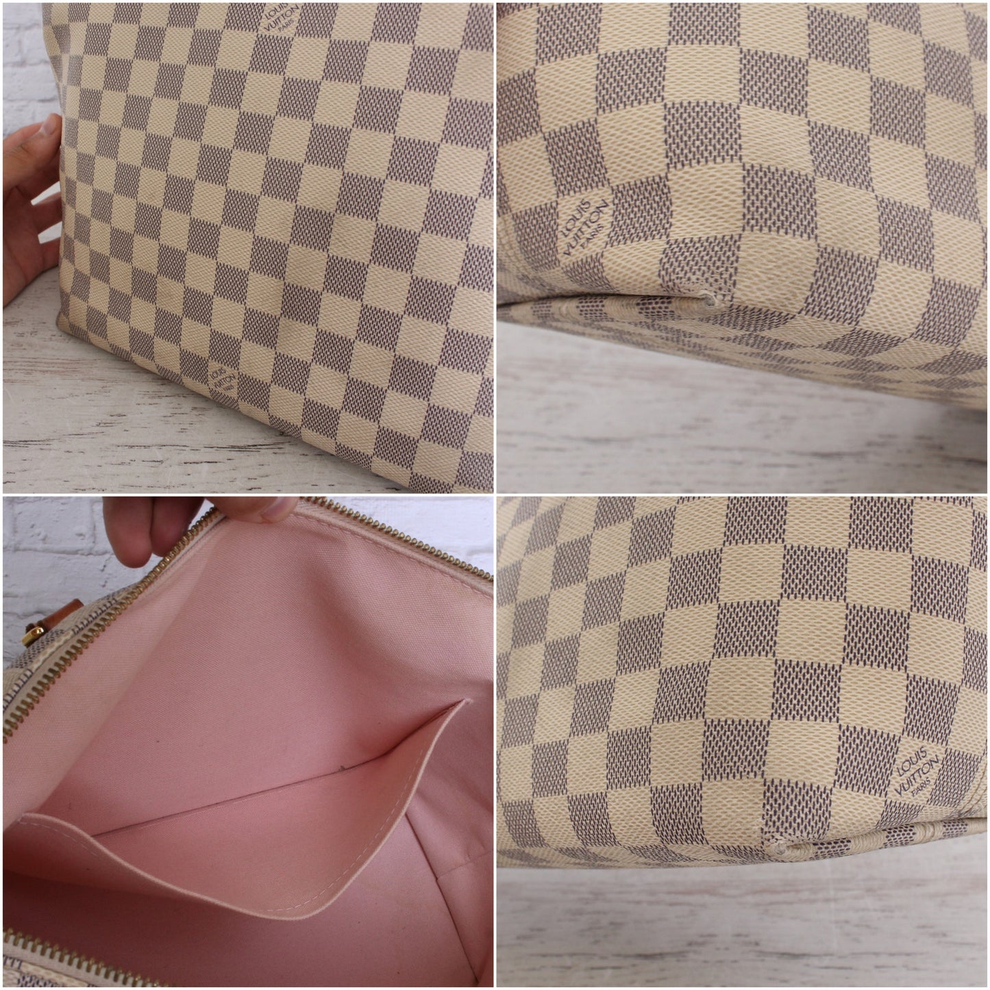 Louis Vuitton Iena PM Zip Tote Damier Azur Shoulder Bag