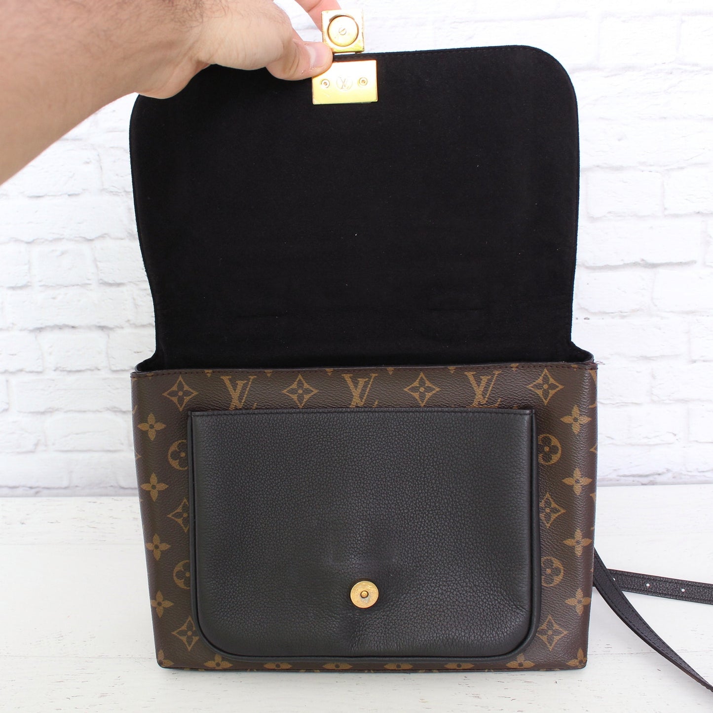 Louis Vuitton Marignan Monogram Leather Crossbody & Satchel Black Purse