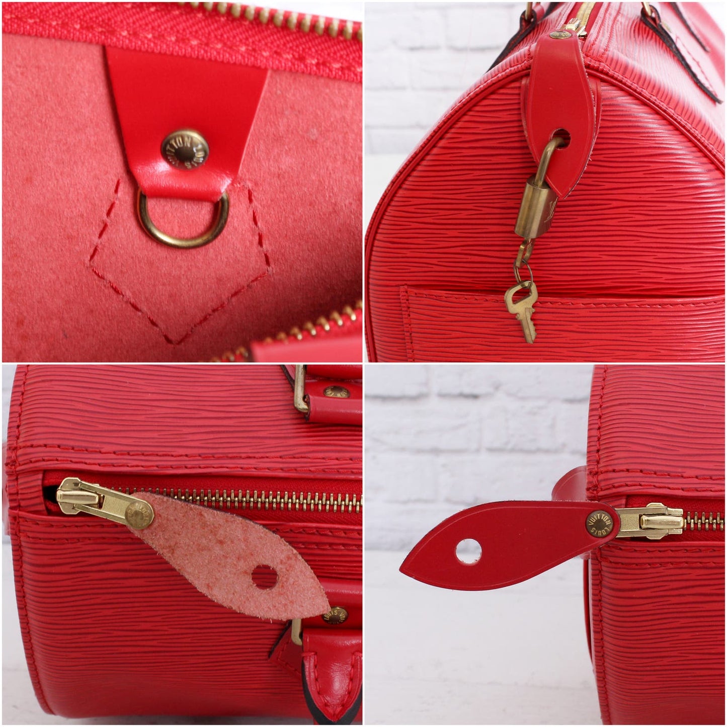 Louis Vuitton Speedy 30 Red Epi Satchel