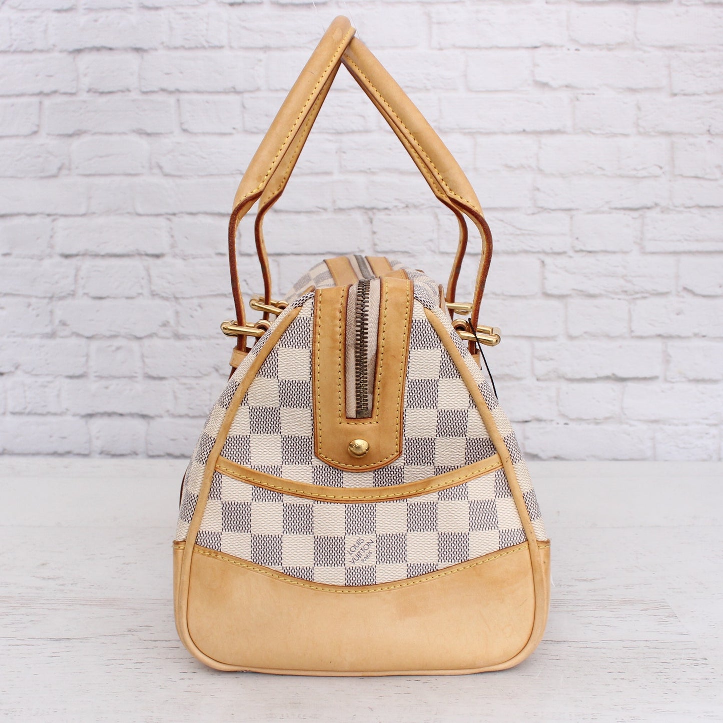 Louis Vuitton Berkeley Damier Azur Tote Shoulder Bag White Boston Duffle A5343