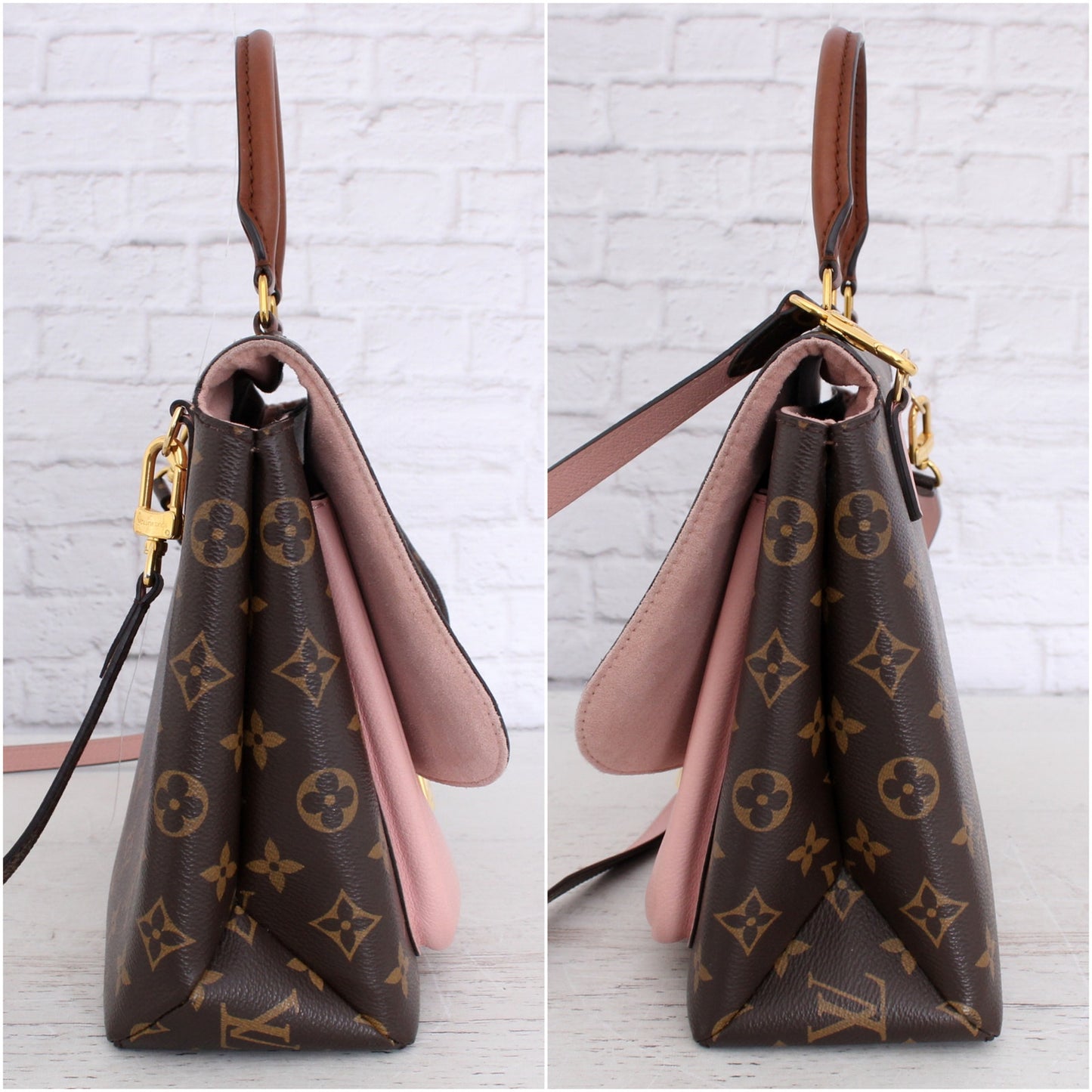 Louis Vuitton Marignan Monogram Leather Crossbody & Satchel Pink Purse