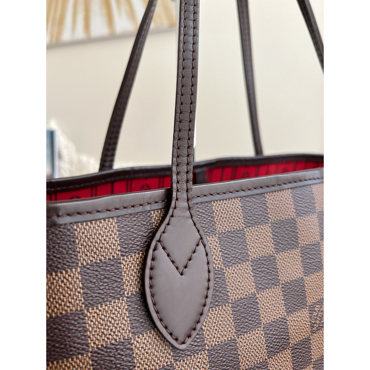 Louis Vuitton Neverfull MM Damier Ebene Leather Shoulder Bag