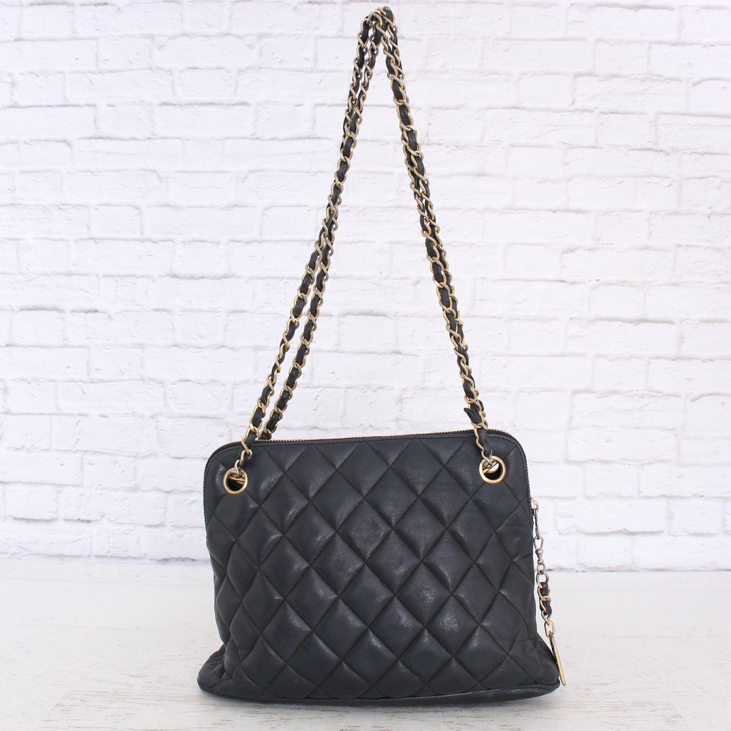 Chanel Timeless Quilted Lambskin Black Leather Shoulder Handbag Purse A424