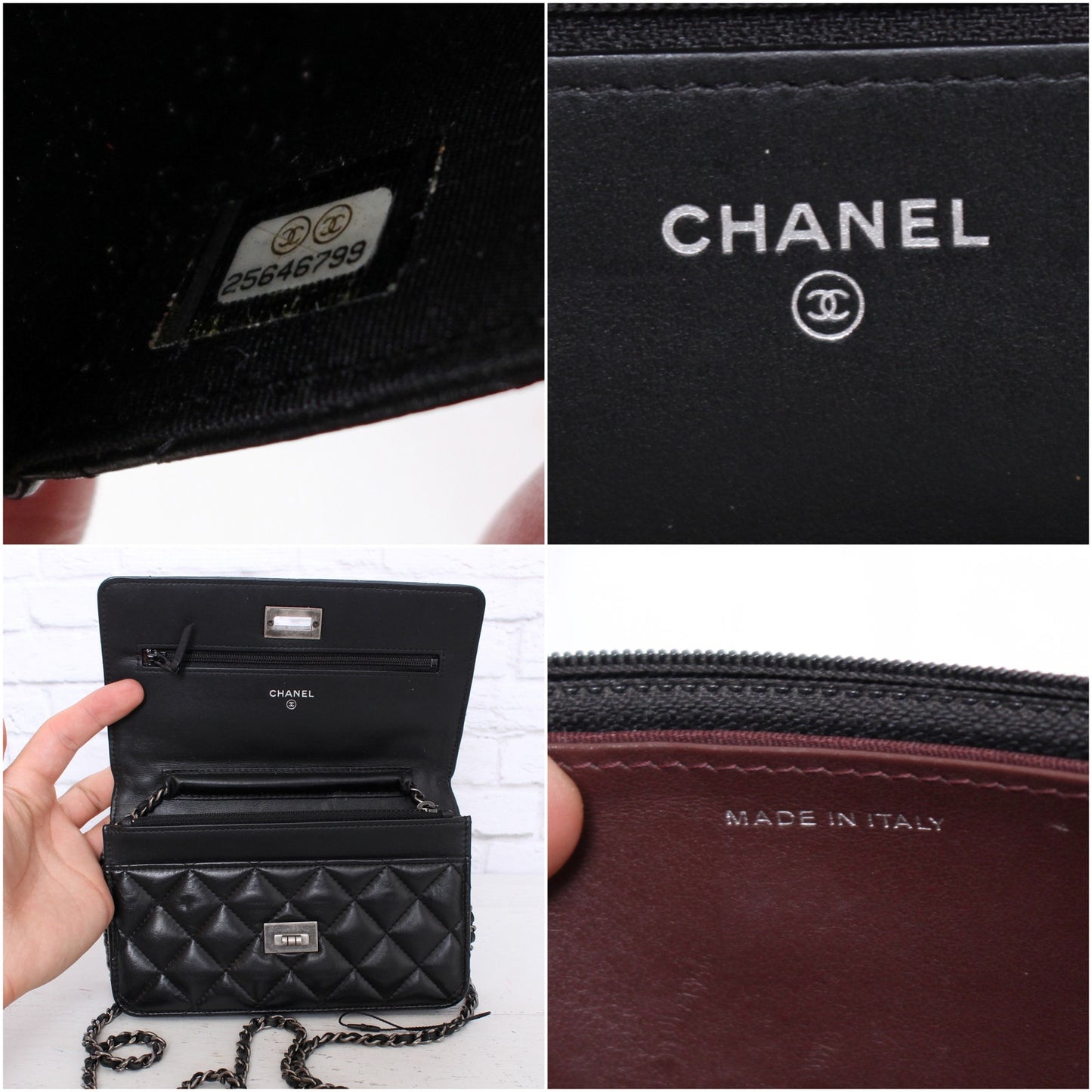 Chanel Wallet on Chain Black Lambskin Leather Purse A3960