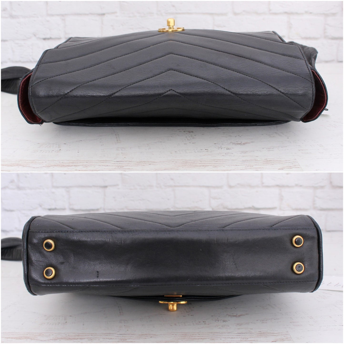 Chanel Envelope Flap V Stitch Black Lambskin Leather Shoulder Bag Purse A4747