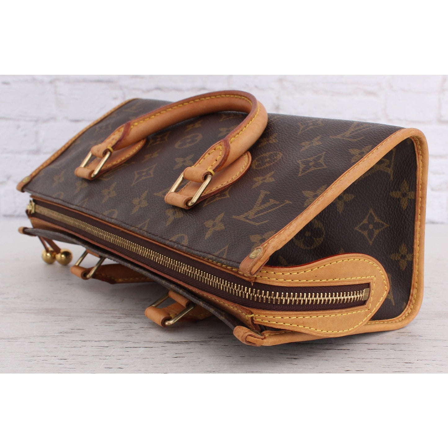 Louis Vuitton Popincourt Handle Crossbody Monogram Purse Leather Brown