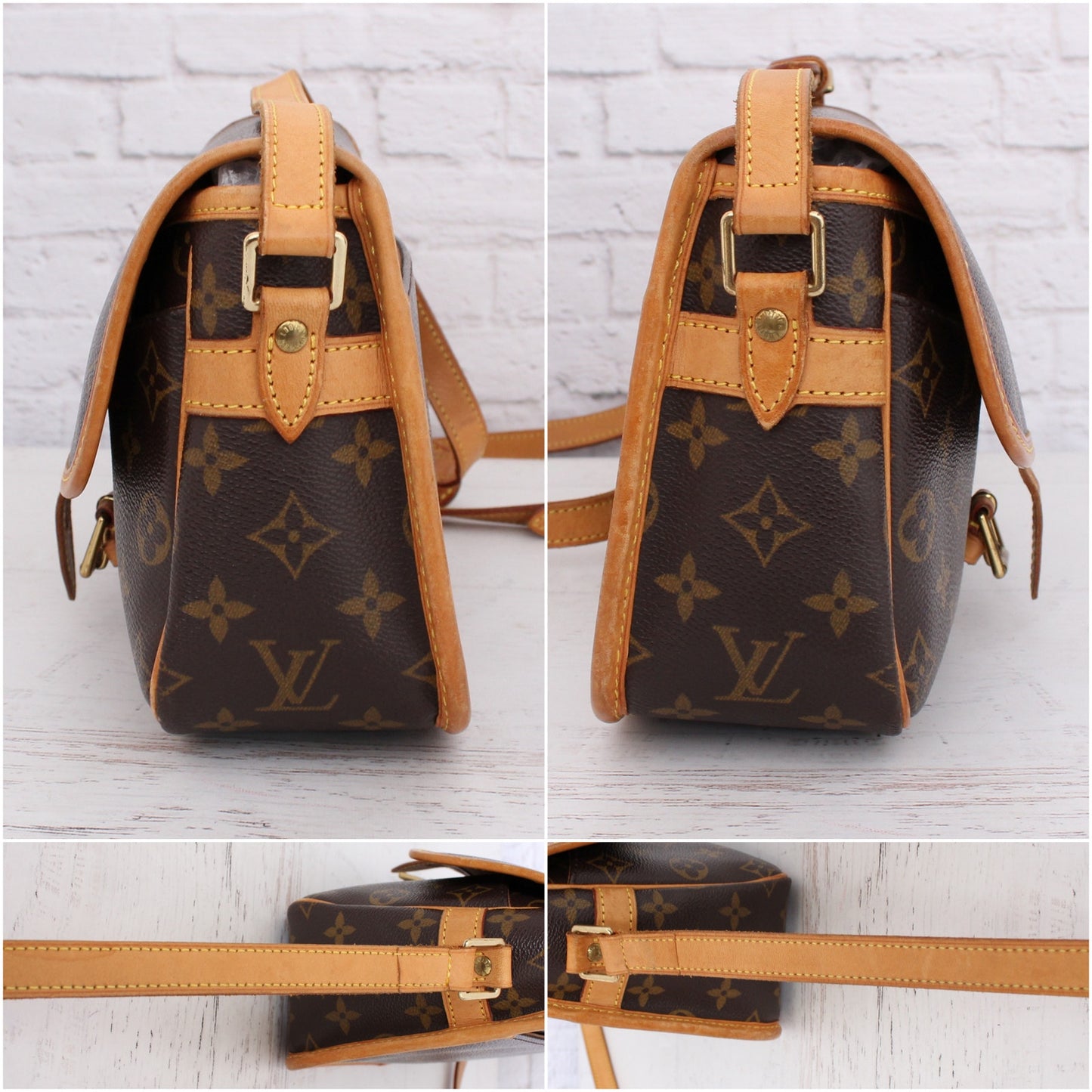 Louis Vuitton Sologne Monogram Purse Crossbody Brown LV Shoulder Small A4046