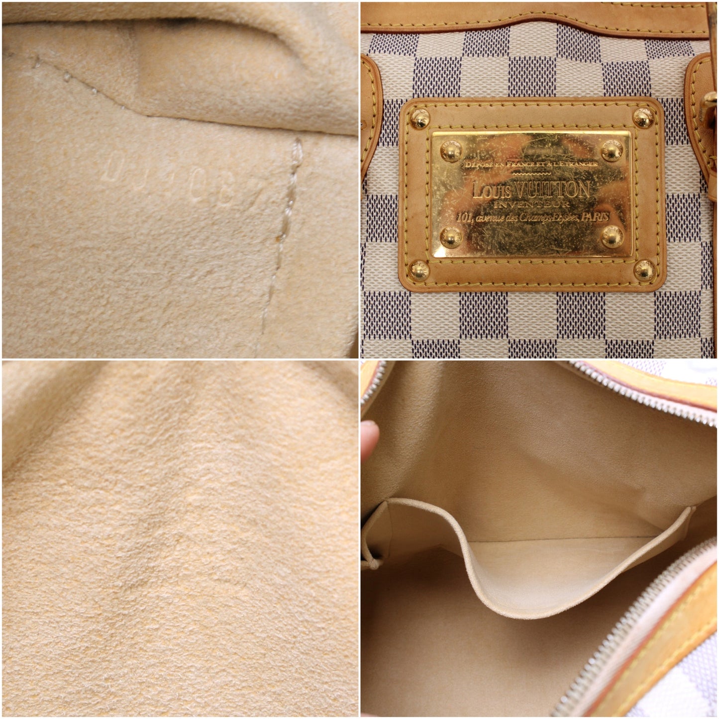 Louis Vuitton Berkeley Damier Azur Tote Shoulder Bag White Boston Duffle A5343