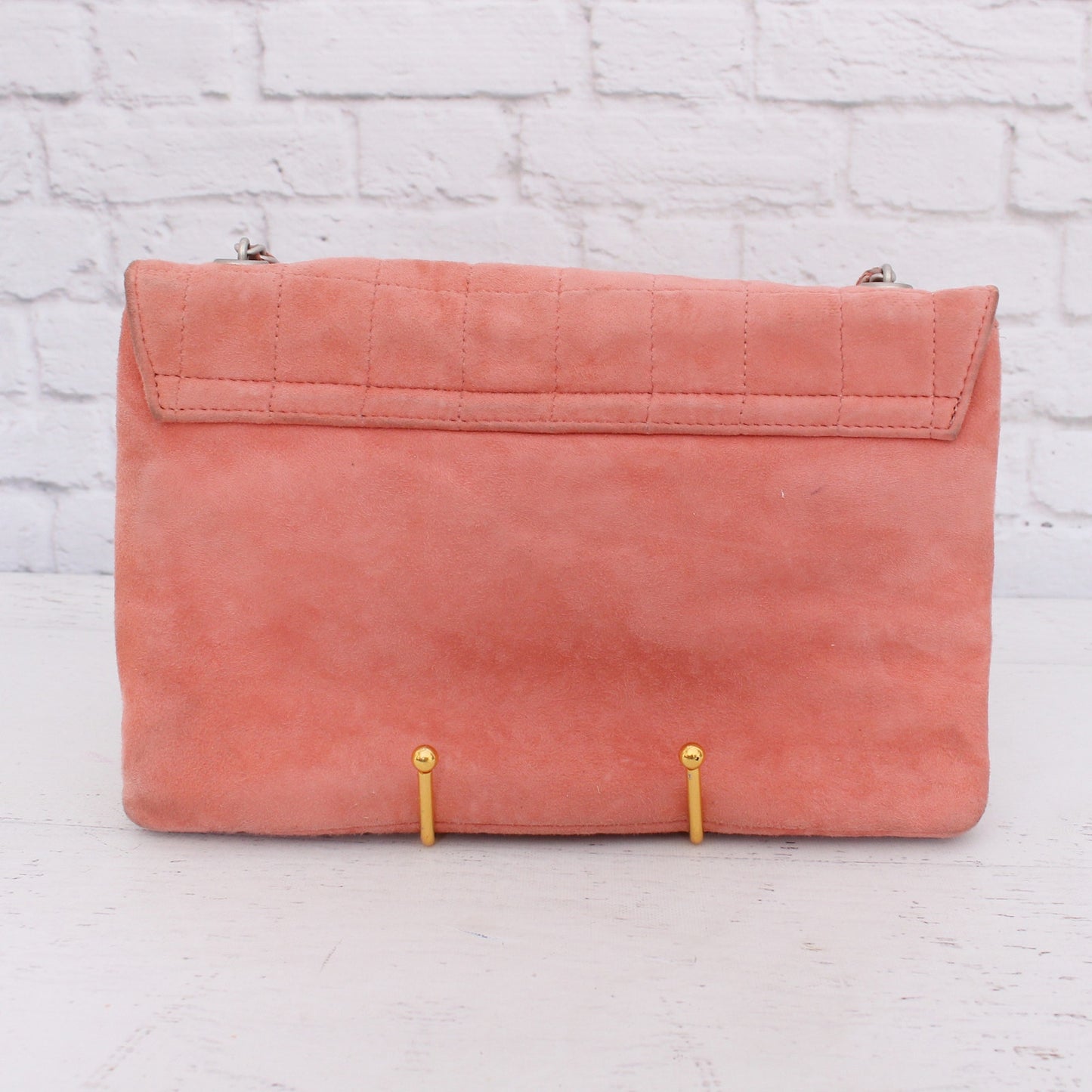 Chanel Chocolate Bar Reissue Flap Pink Suede Chain Shoulder Bag A3305