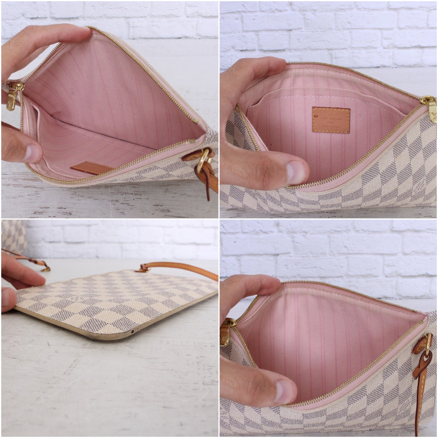 Louis Vuitton Neverfull MM with Pouch Damier Azur Pink