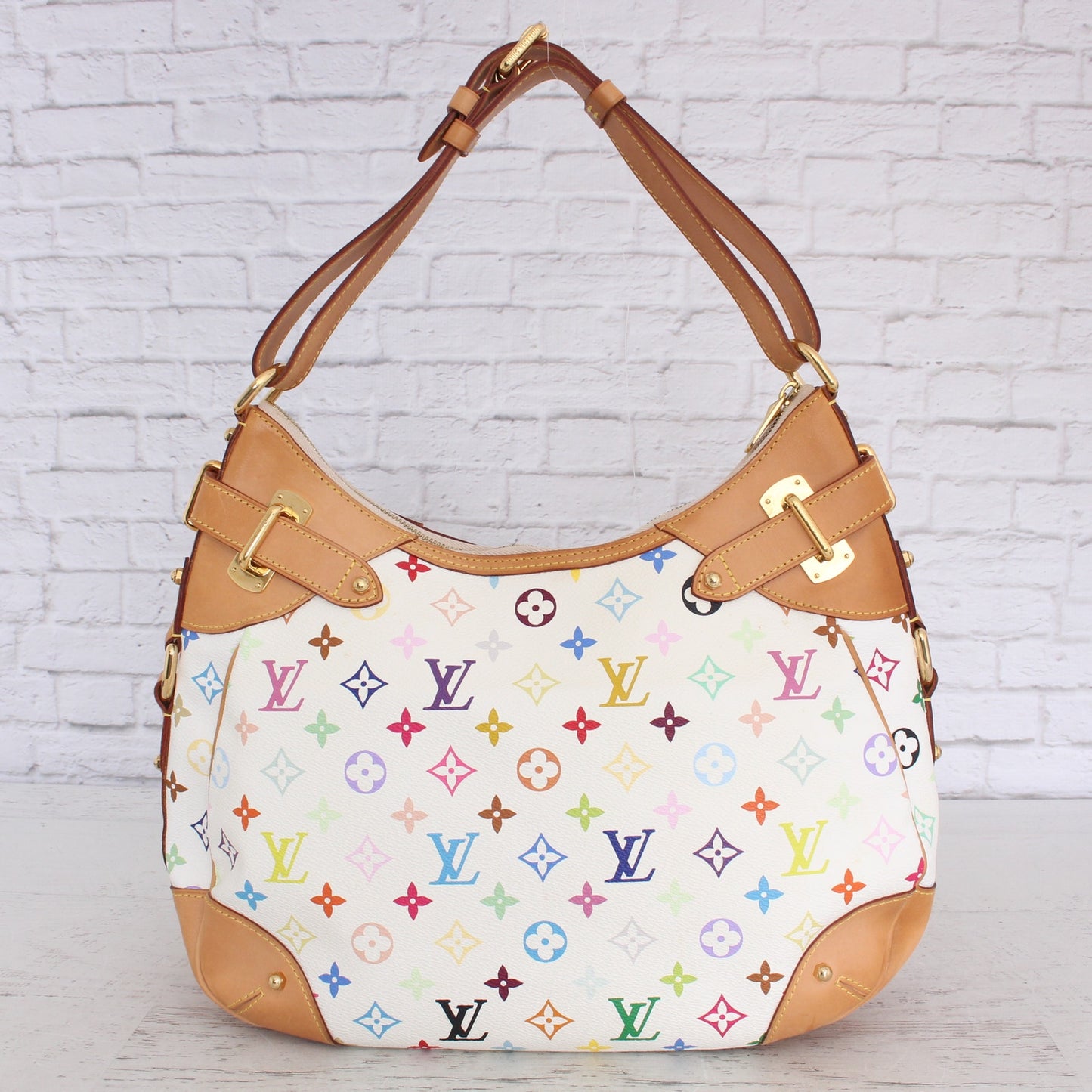 Louis Vuitton Greta GM White Multicolor Shoulder Bag