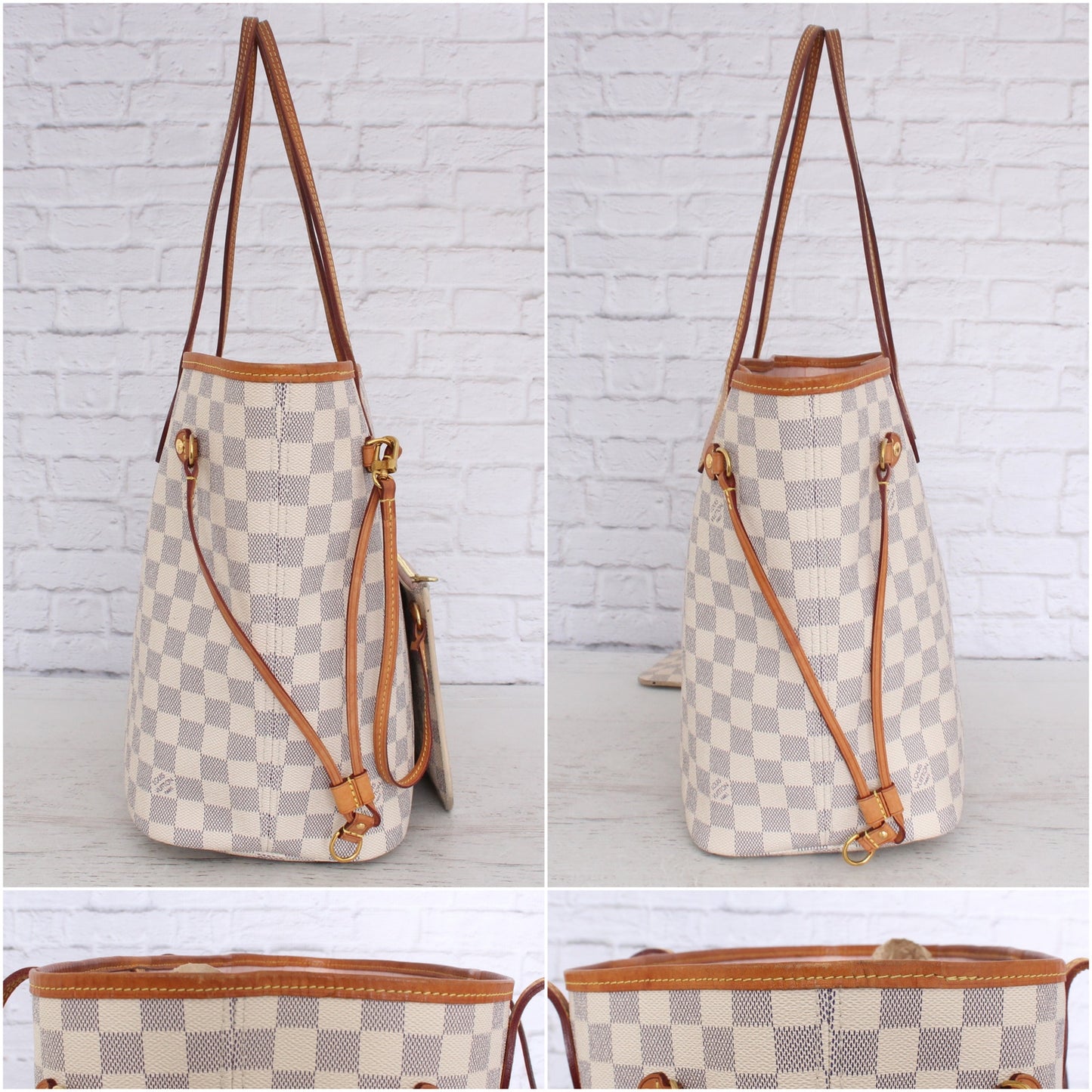 Louis Vuitton Neverfull MM with Pouch Damier Azur Pink