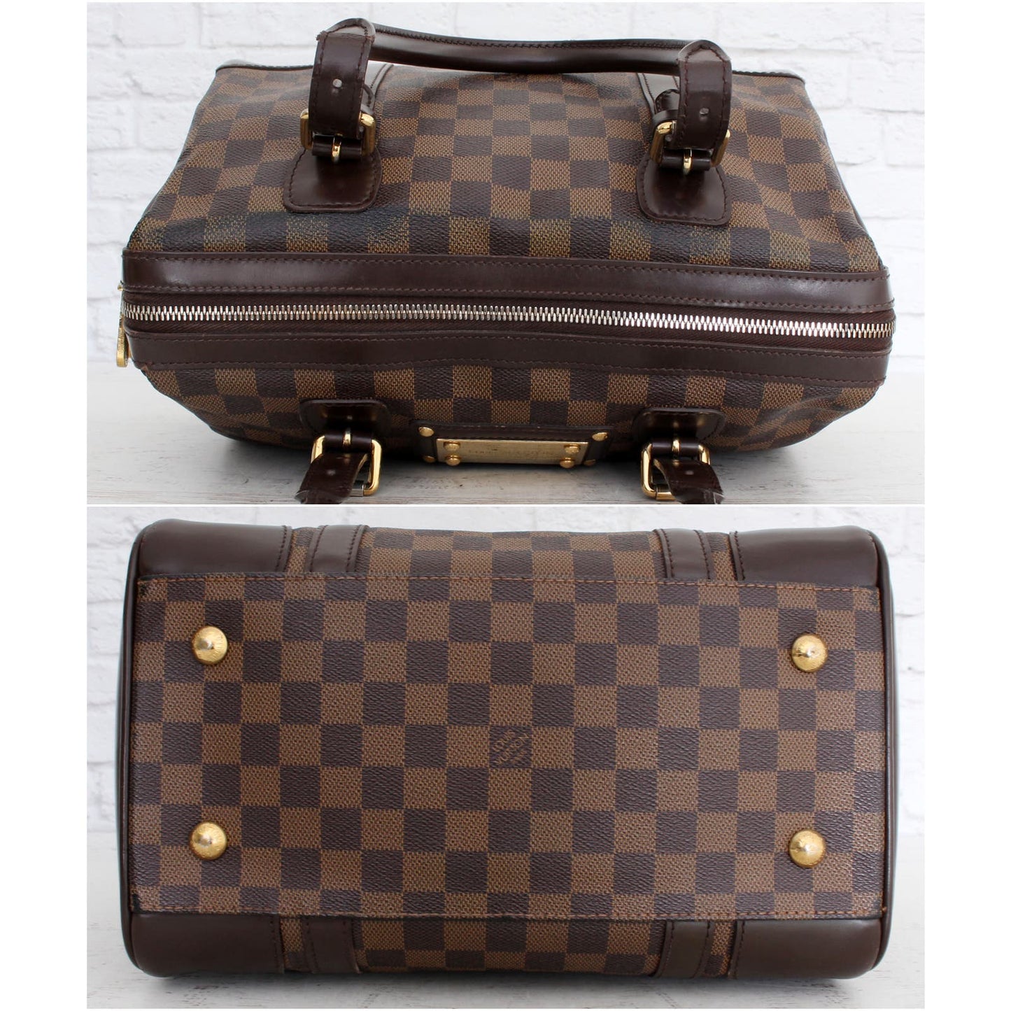 Louis Vuitton Berkeley Damier Ebene Tote Shoulder Women Brown Purse LV