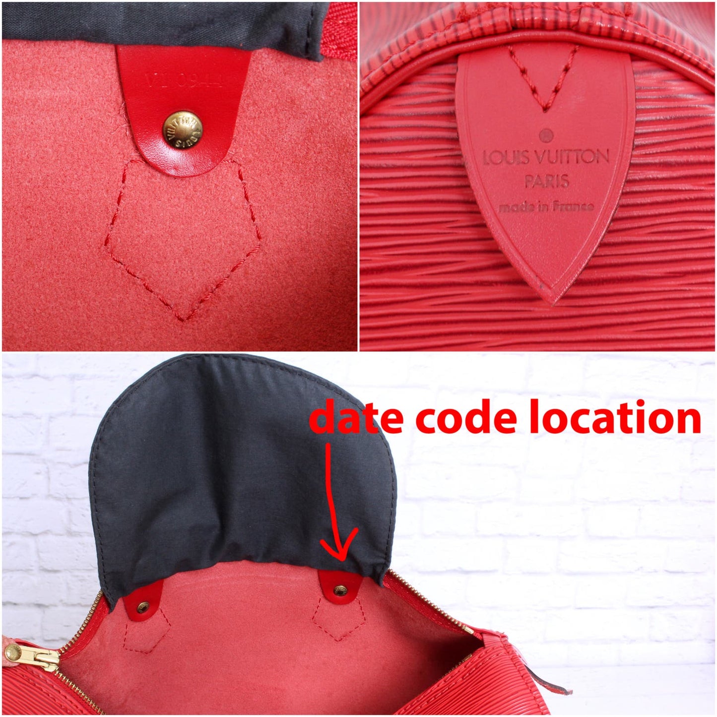 Louis Vuitton Speedy 30 Red Epi Satchel