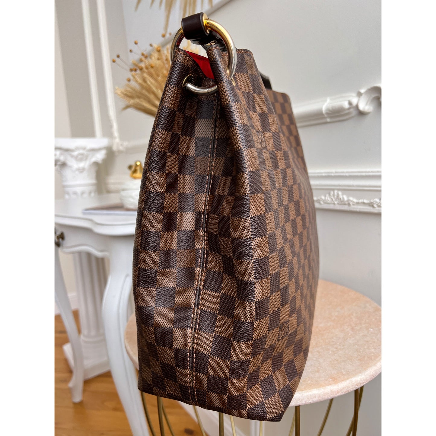 Authentic Louis Vuitton Graceful GM Damier Ebene Tote Shoulder Bag