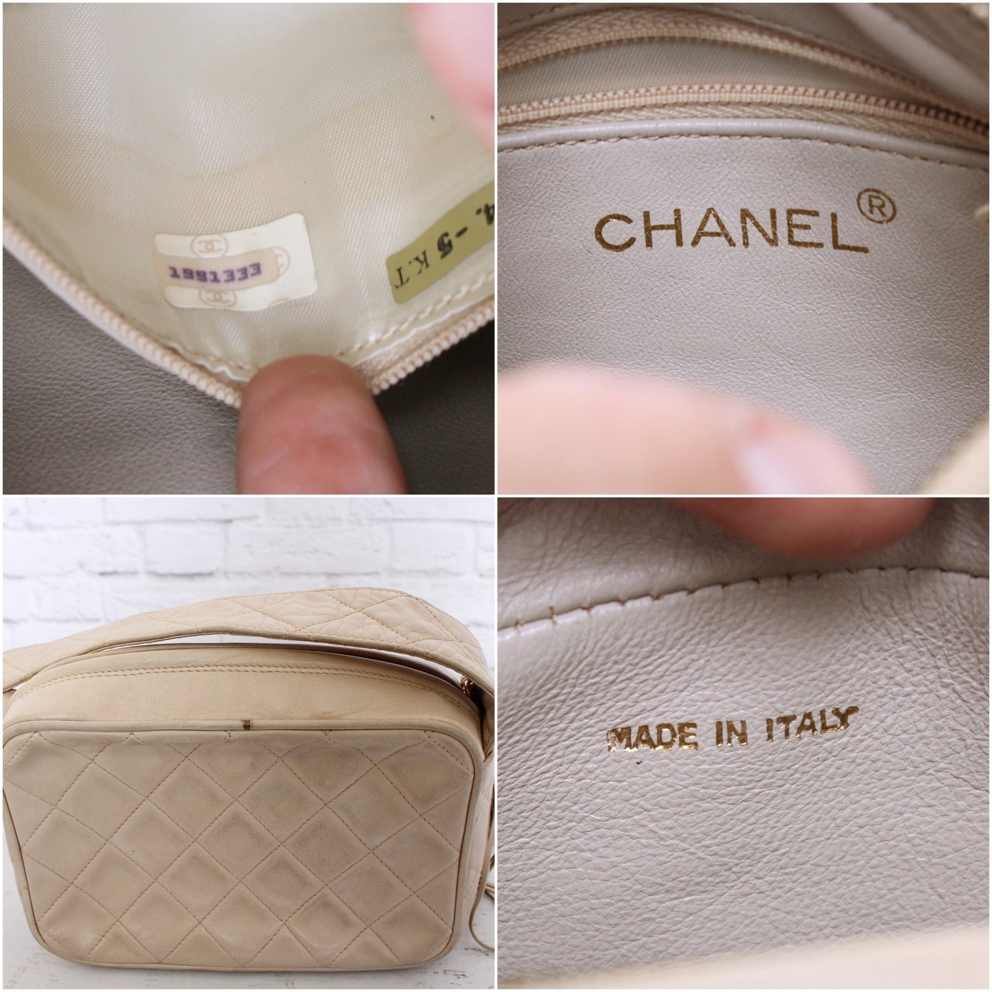 Chanel CC Cream Quilted Lambskin Leather Camera Bag Shoulder A5536Crossbody