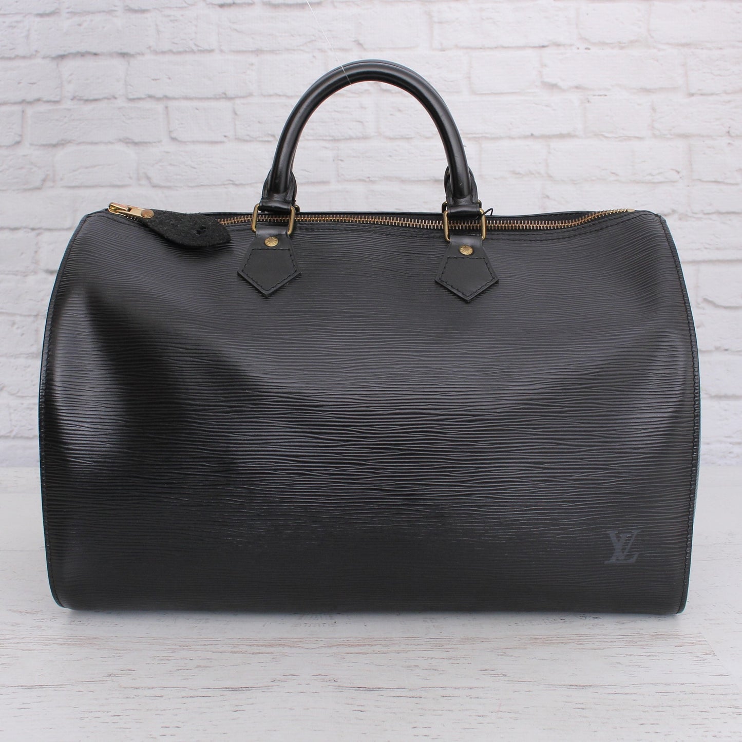Louis Vuitton Speedy 35 Black Epi Satchel Purse Handbag Large Tote Boston A5367
