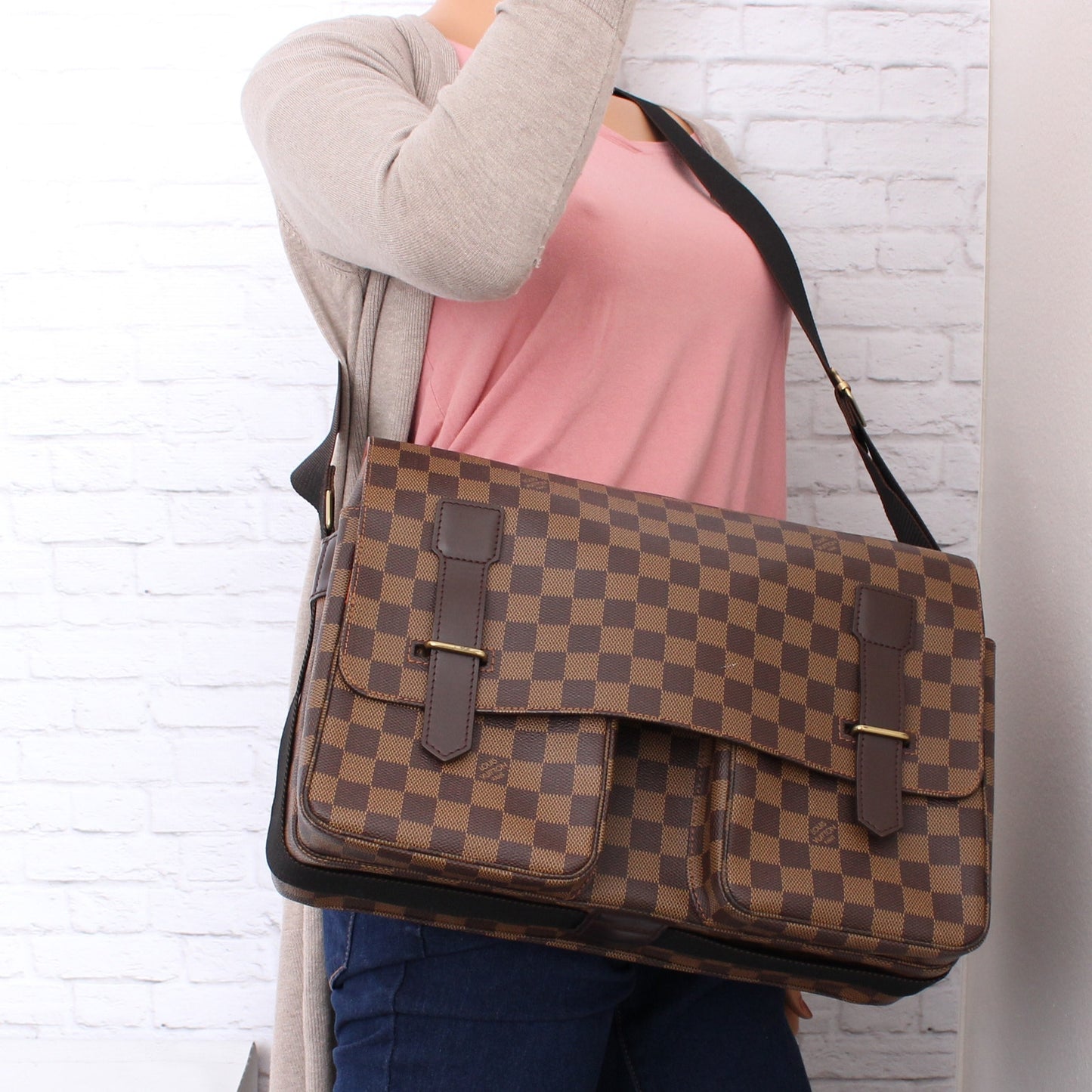 Louis Vuitton Broadway Damier Ebene Crossbody Brown Shoulder Messenger A3279
