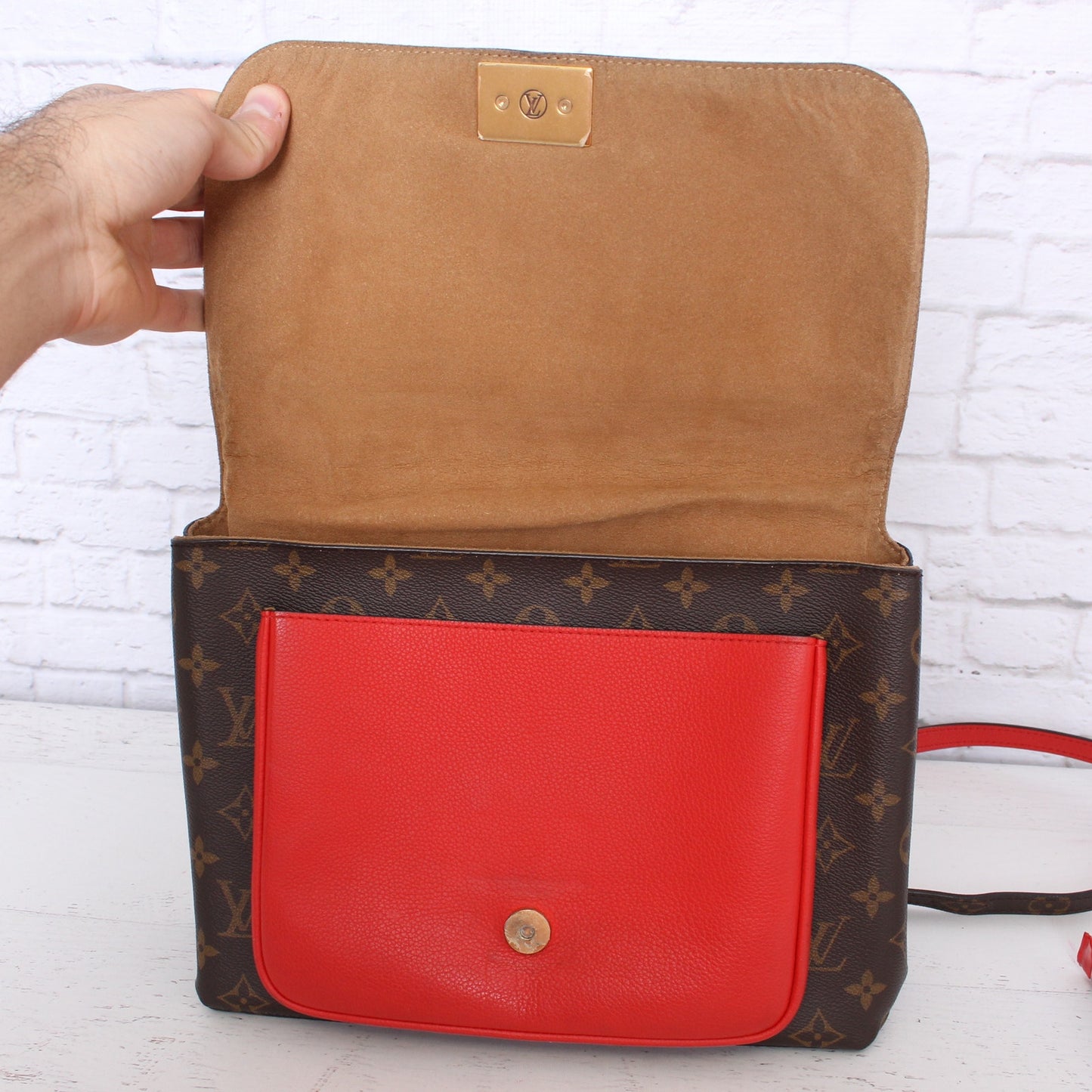 Louis Vuitton Marignan Monogram Leather Crossbody & Satchel Red Purse