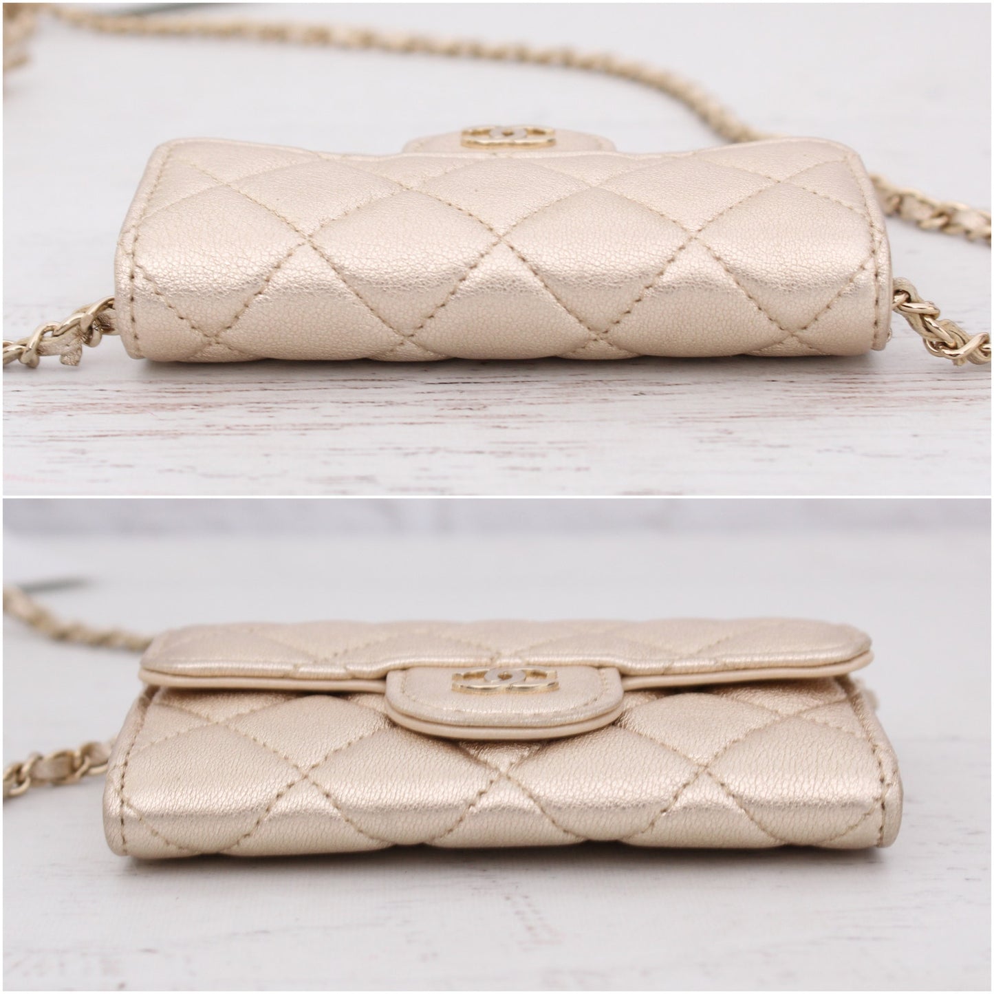 Chanel Classic Single Flap Gold Lambskin Leather Shoulder Crossbody Purse A4603