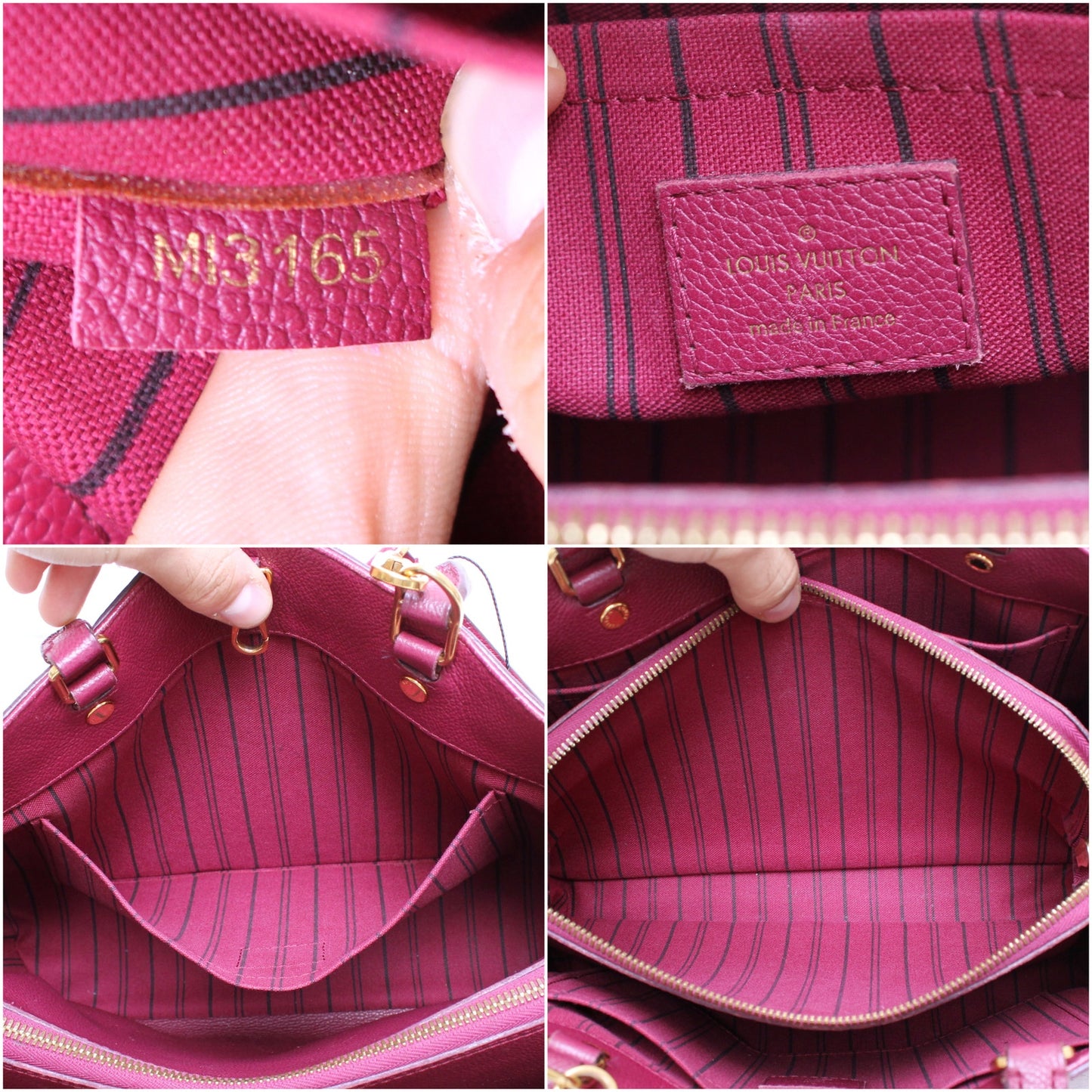 Louis Vuitton Montaigne MM Purple Empreinte Aurore Leather Shoulder Purse A5978