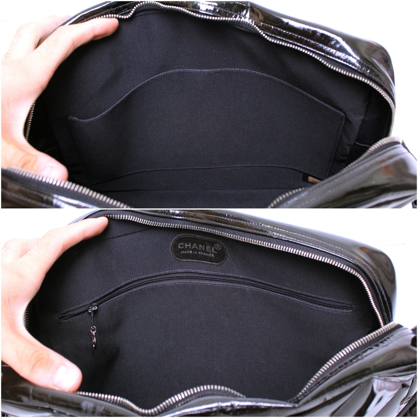 Chanel Black Patent Leather Camera Bag Shoulder Crossbody A4996