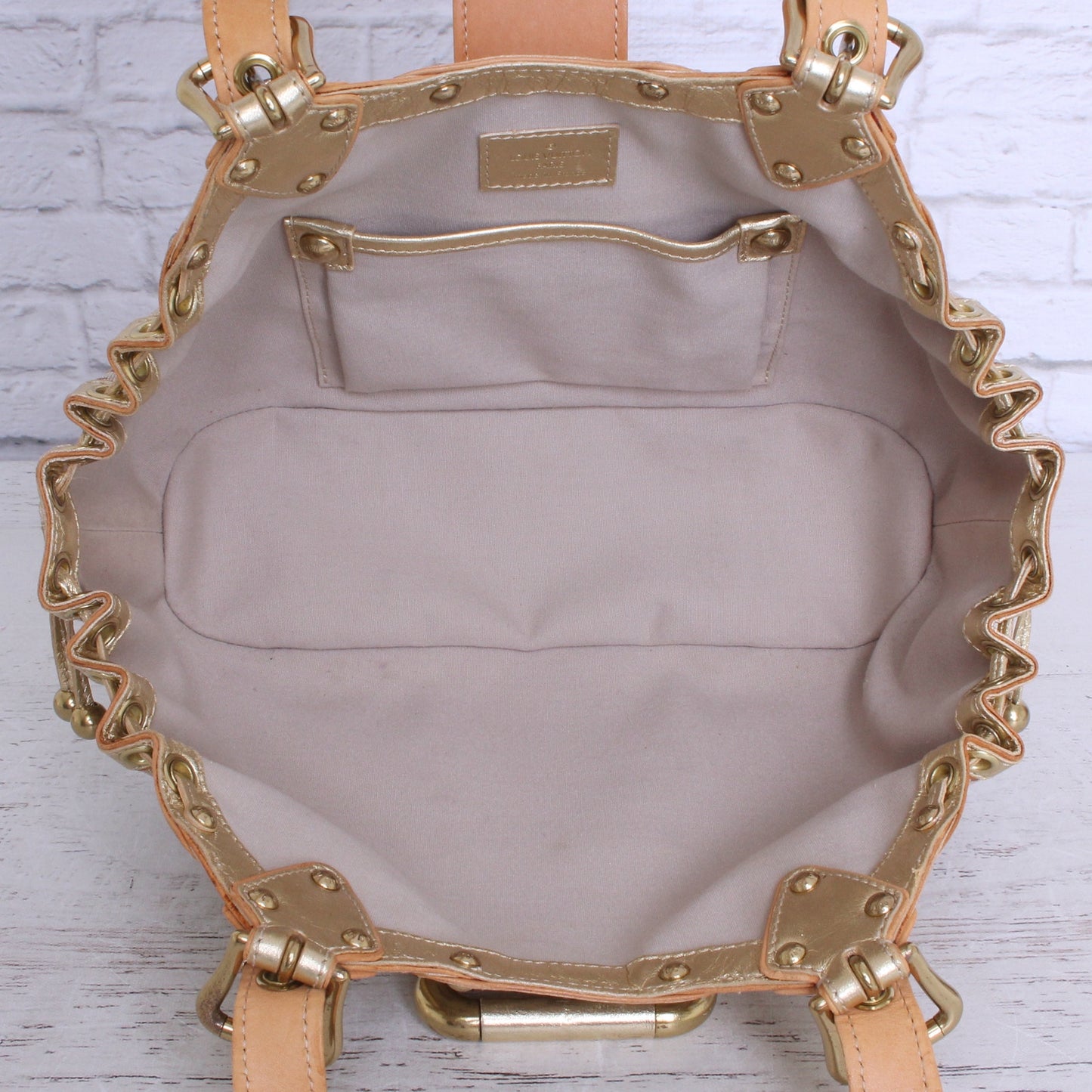 Louis Vuitton Theda Gold Khaki Mini Lin Satchel