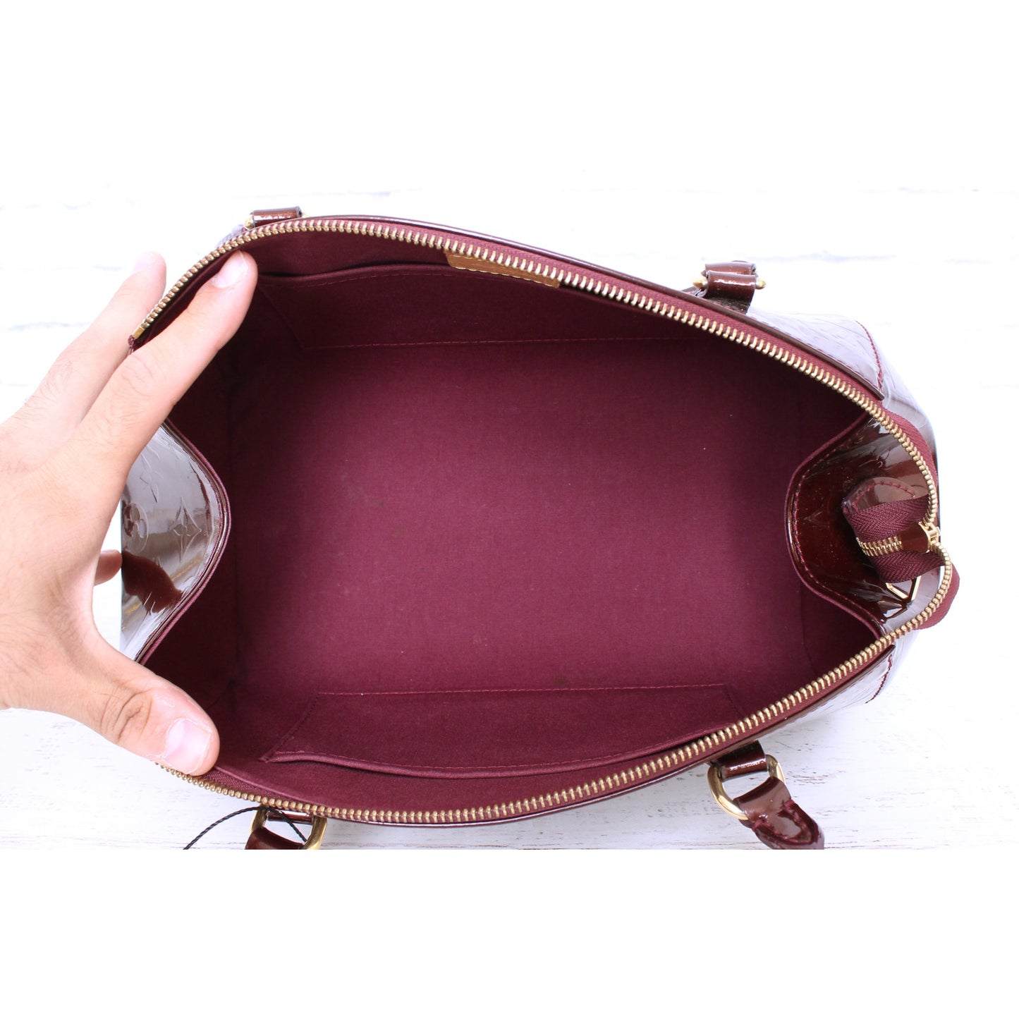 Louis Vuitton Sherwood PM Purple Vernis Satchel Shoulder Tote Purse A3577