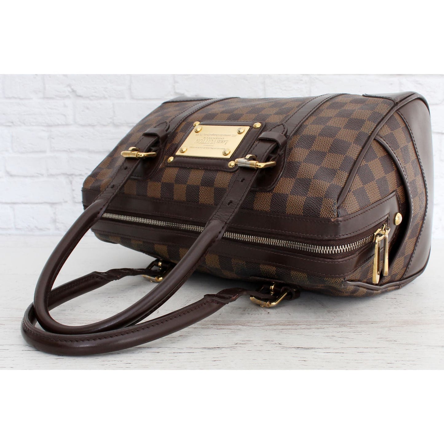 Louis Vuitton Berkeley Damier Ebene Tote Shoulder Women Brown Purse LV