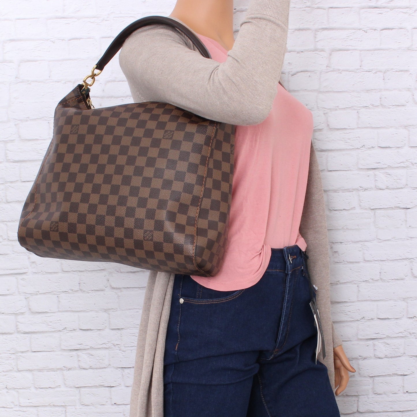 Louis Vuitton Portobello GM Damier Ebene Leather Shoulder Bag