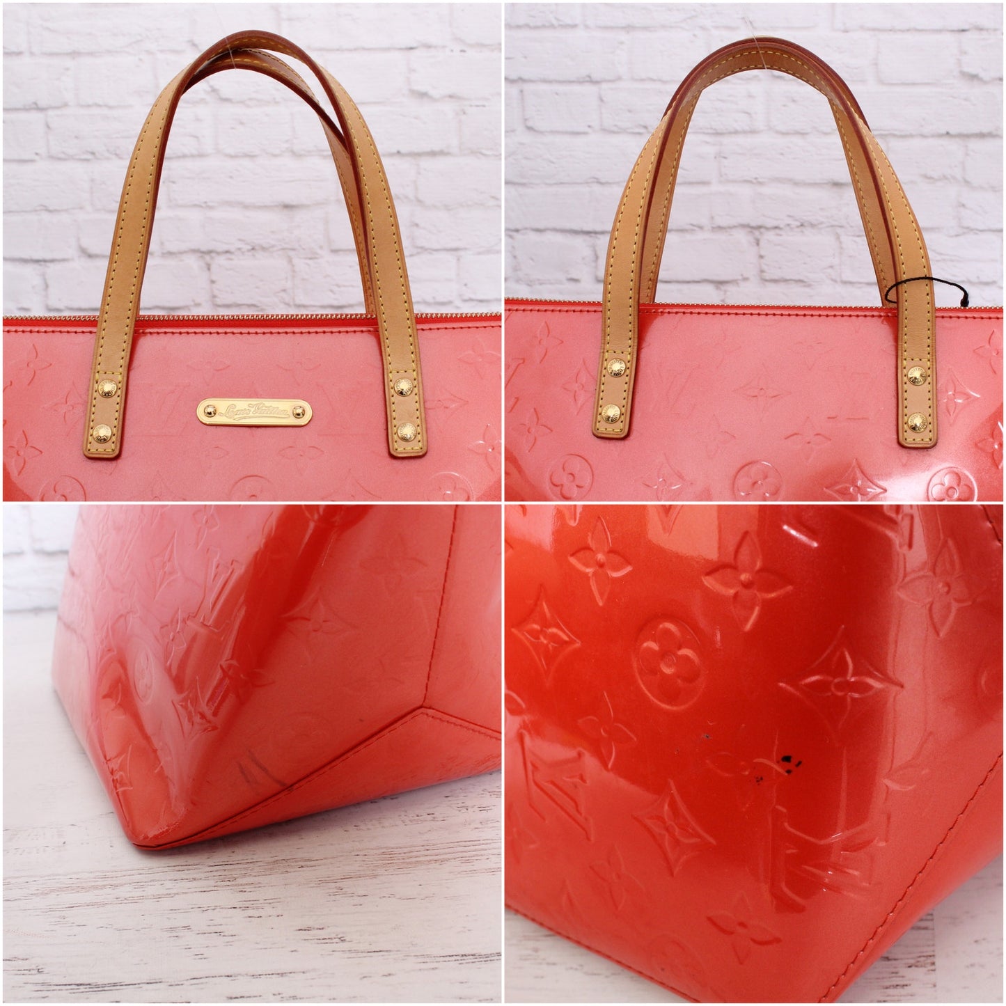Louis Vuitton Bellevue PM Red Vernis Satchel Shoulder Tote Purse A4801