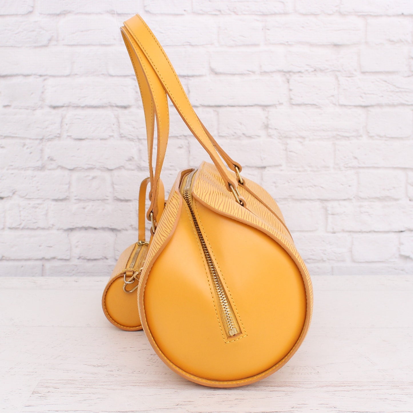 Louis Vuitton Papillon Soufflot with Pouch Yellow Epi Satchel Handbag A3905
