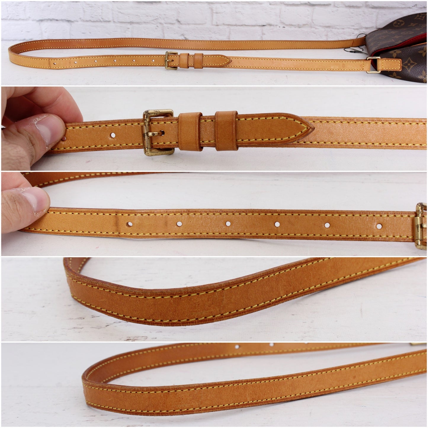 Louis Vuitton Tambourine Monogram Crossbody Shoulder Handbag Brown Leather A5650