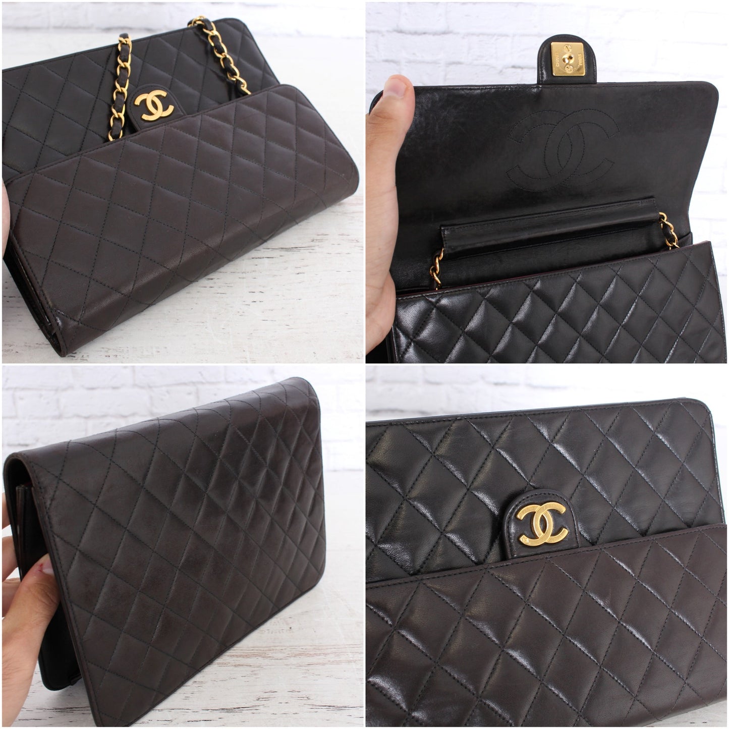 Chanel Full Flap Quilted Calfskin Vintage Black Leather Chain Bag