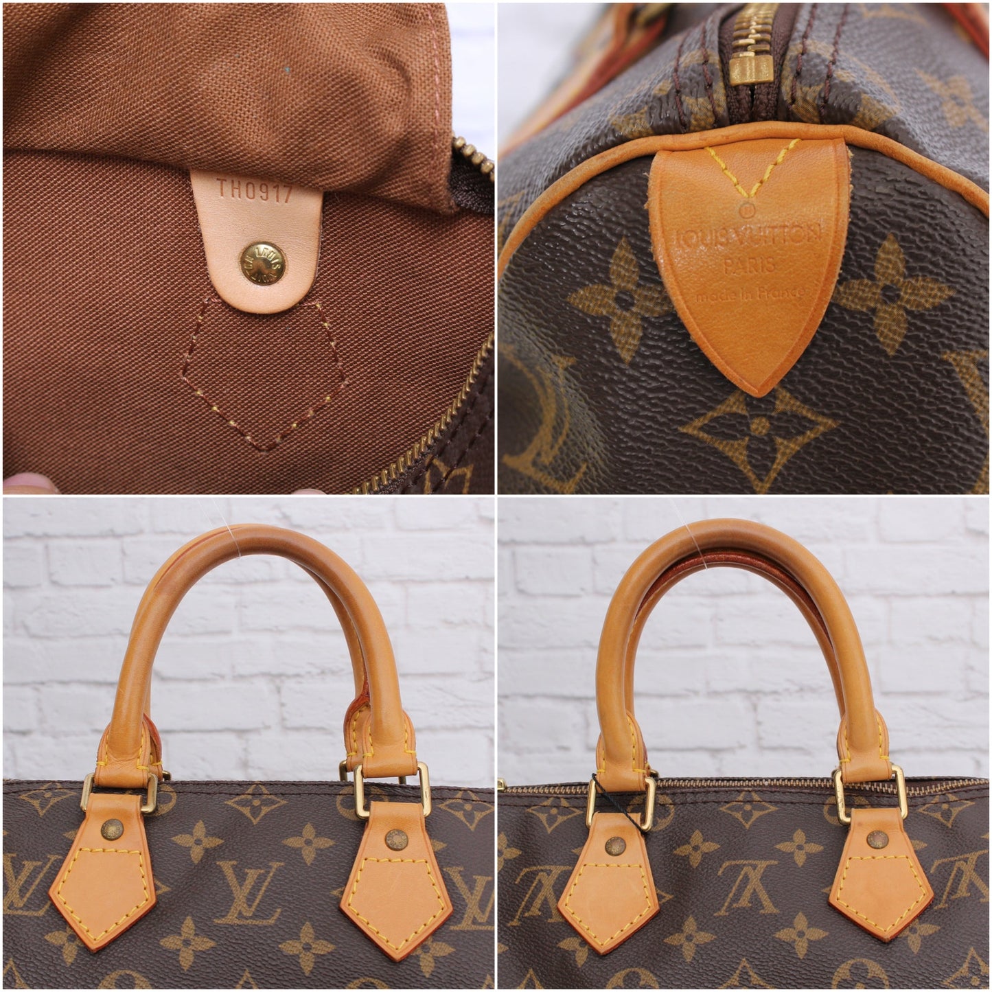 Louis Vuitton Speedy 25 Monogram Satchel Purse Handbag Leather Tote Purse A5358