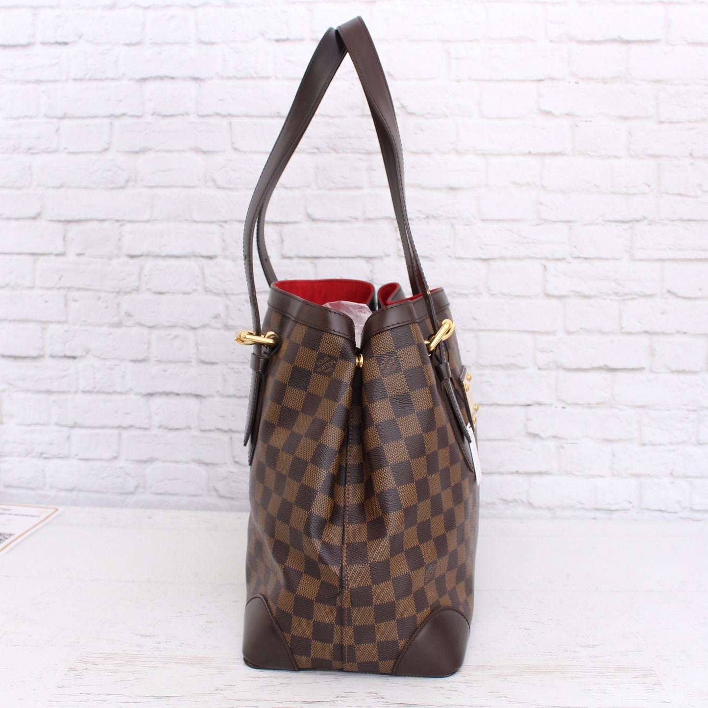 Louis Vuitton Hampstead MM Damier Ebene Tote Brown Shoulder Purse Handbag A3393
