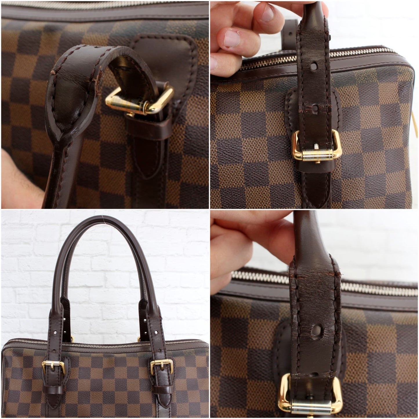 Louis Vuitton Berkeley Damier Ebene Tote Shoulder Women Brown Purse LV