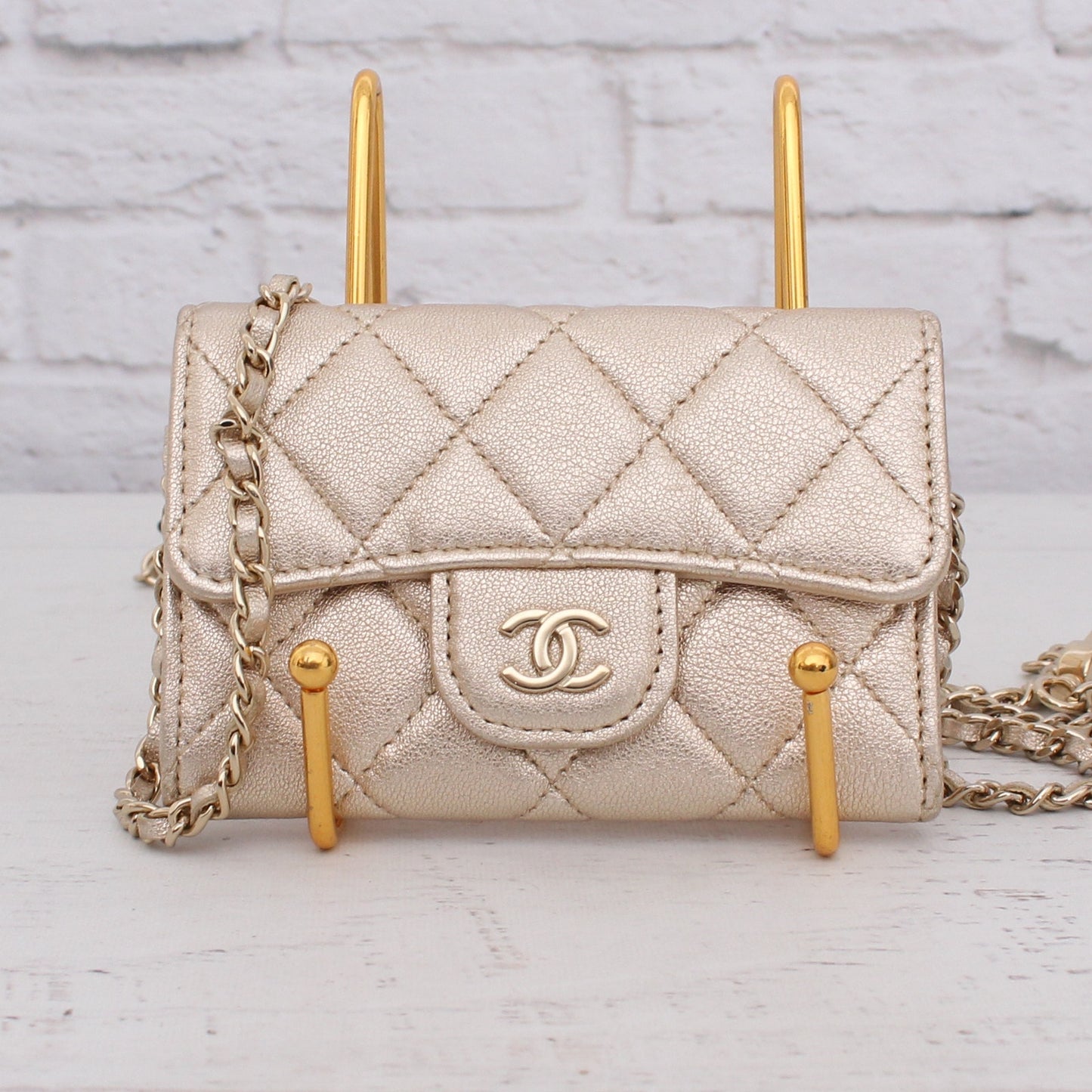 Chanel Classic Single Flap Gold Lambskin Leather Shoulder Crossbody Purse A4603