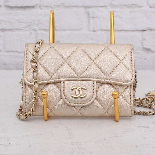 Chanel Classic Single Flap Gold Lambskin Leather Shoulder Crossbody Purse A4603