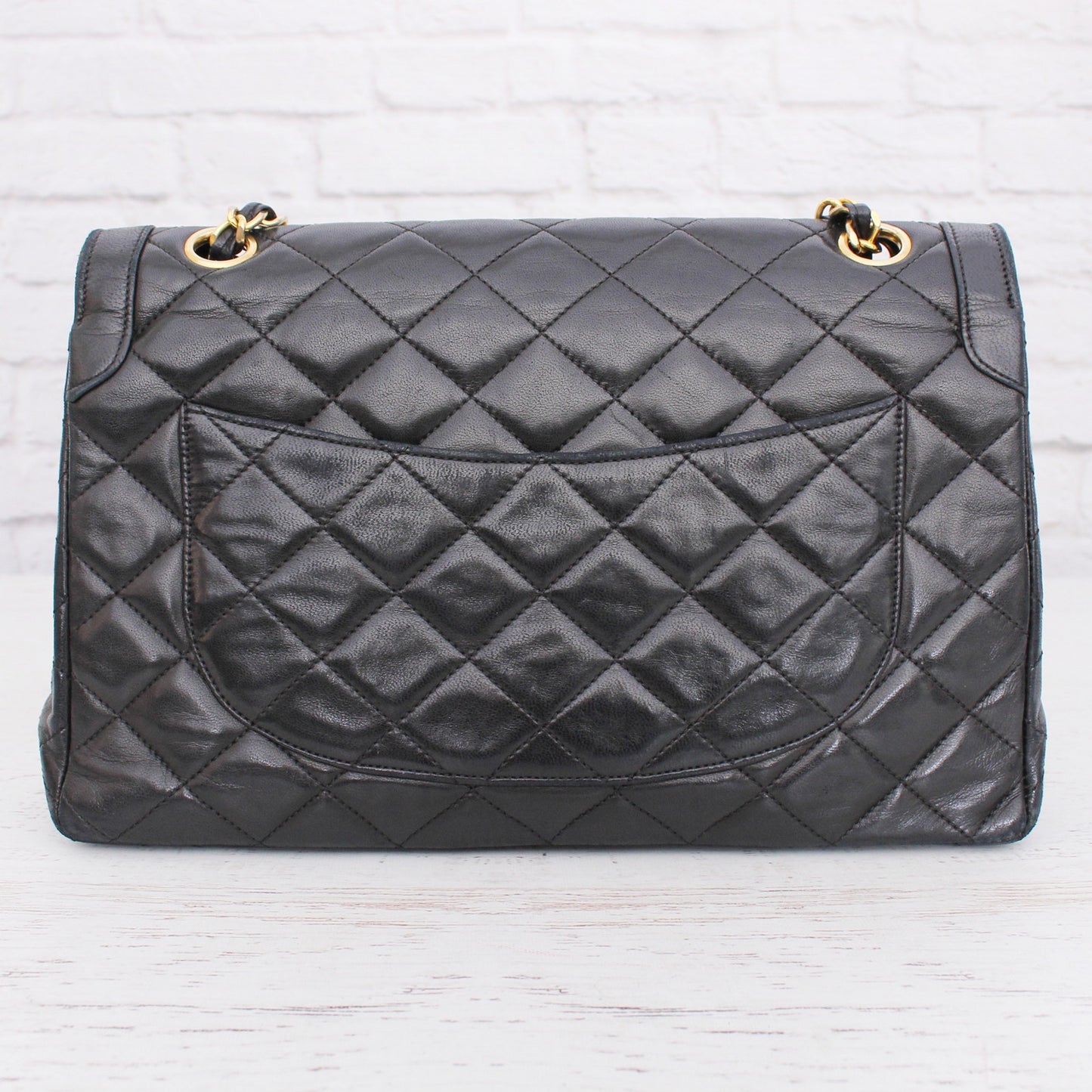 Chanel Paris Limited Two Tone Double Flap Black Lambskin Leather Shoulder A5106