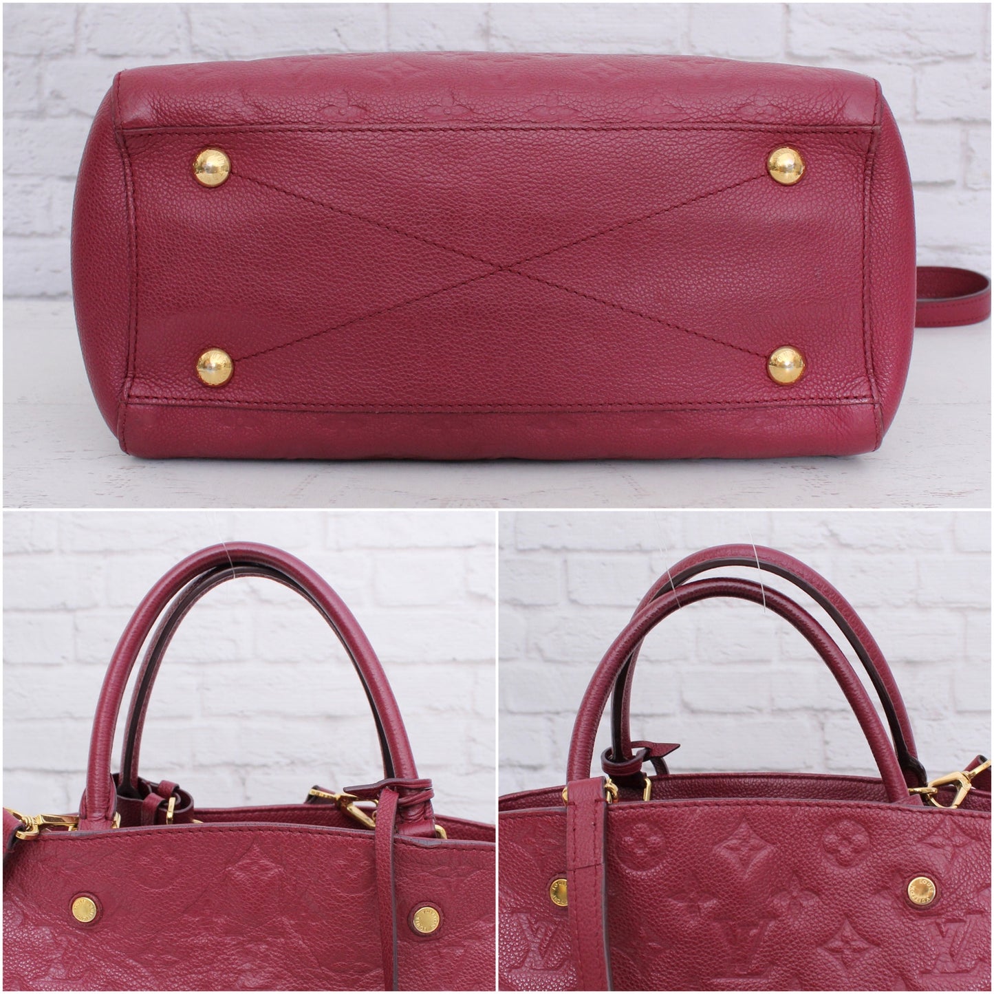 Louis Vuitton Montaigne MM Purple Empreinte Aurore Leather Shoulder Purse A5978