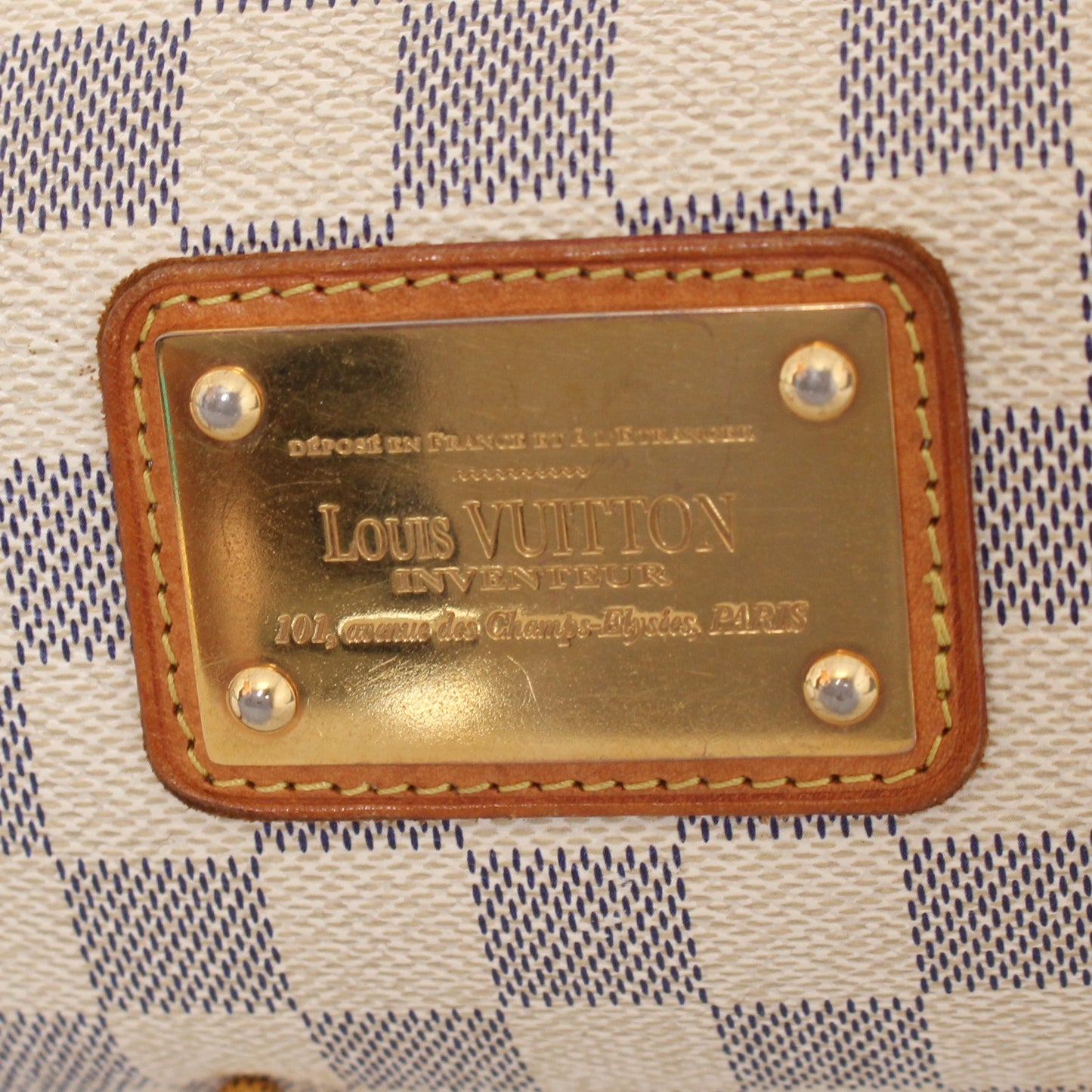 Louis Vuitton Eva Damier Azur Small Crossbody Shoulder Purse Chain Strap A4261